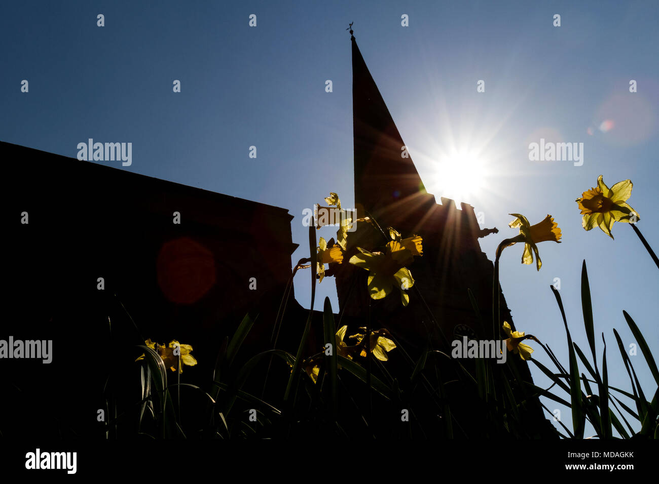 Rolleston, Derbyshire, UK. 19th April 2018. UK Weather The small
