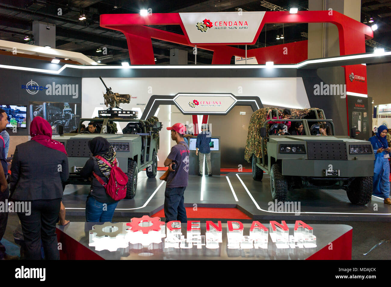 Kuala Lumpur Malaysia On April 19 2018 An Exhibition Booth Of Cendana Auto Is Seen During The Defence Services Asia Dsa 2018 International Exhibition At Mitec Malaysia International Trade Exhibition Center In