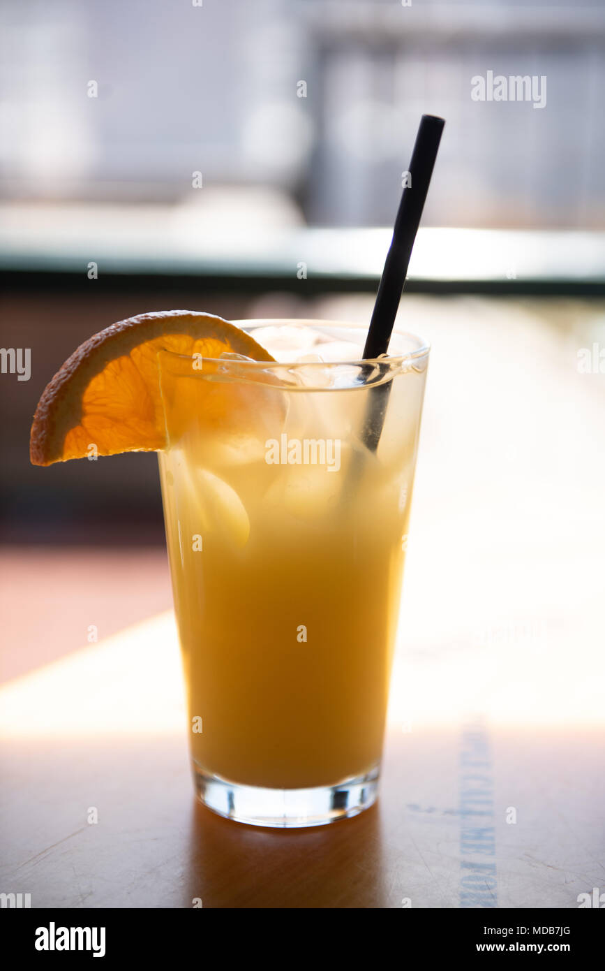 Orange Crush, an Icefilled traditional alcoholic beverage popular in