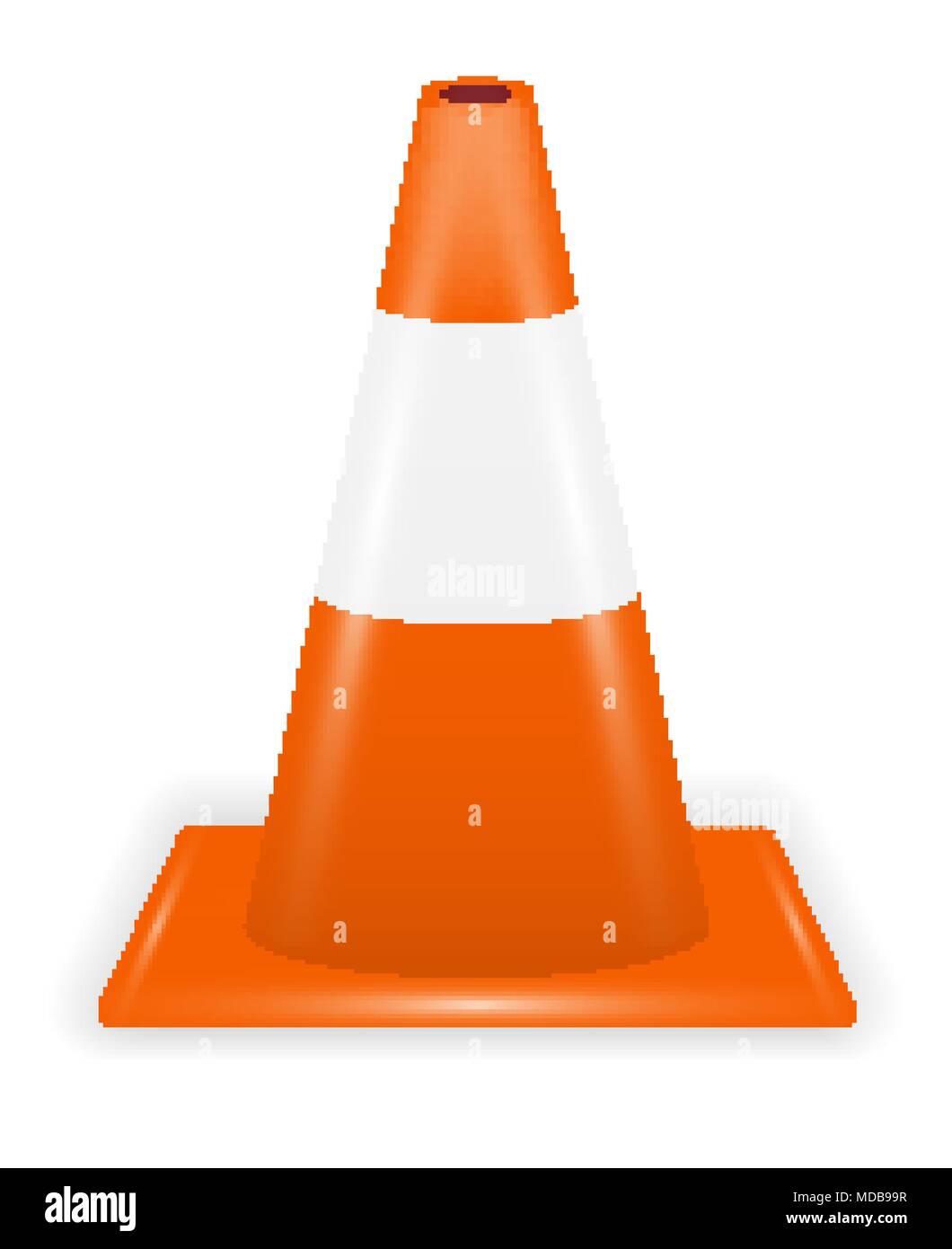 orange white traffic cone on white background Stock Vector