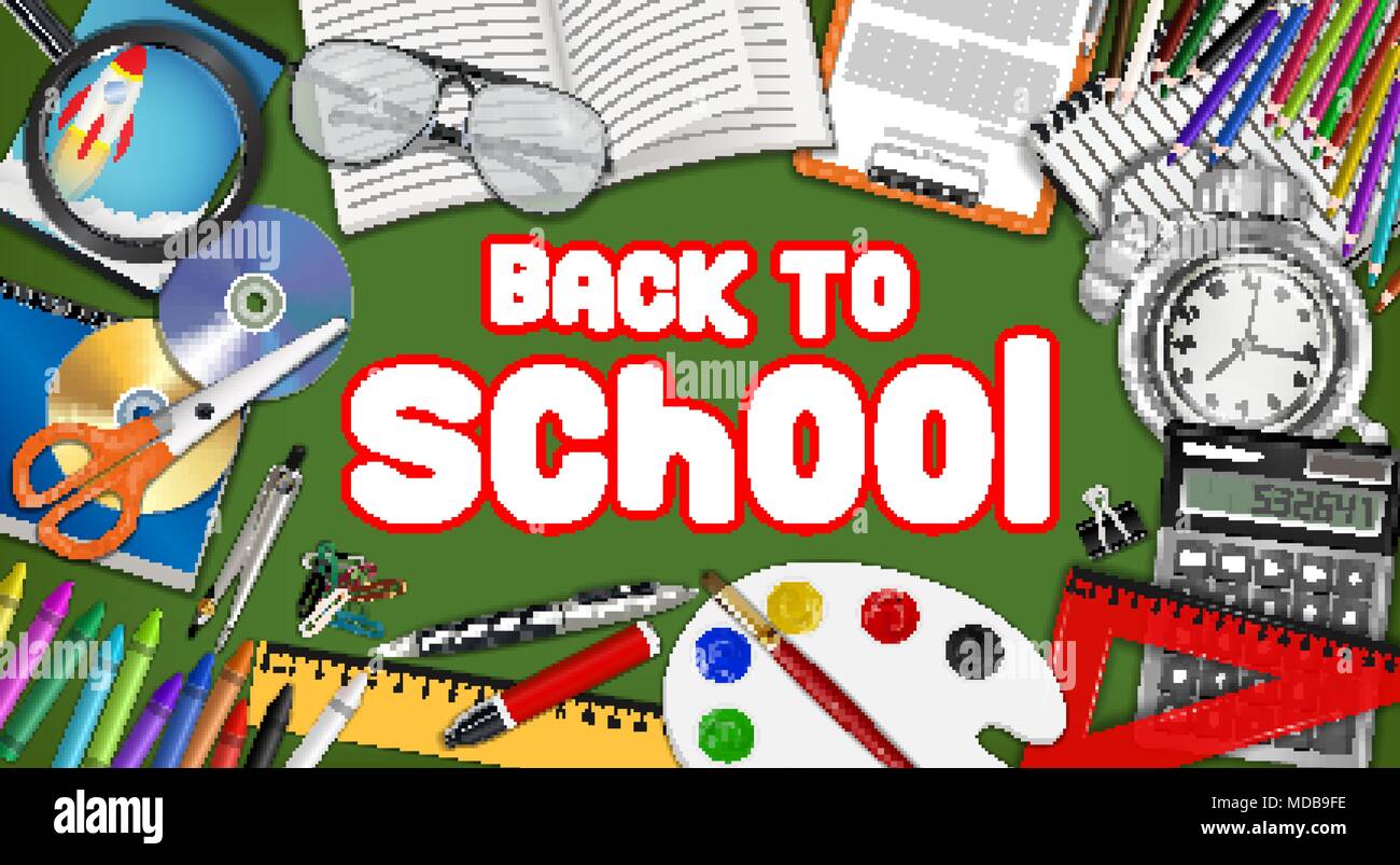 back to school with study object vector Stock Vector