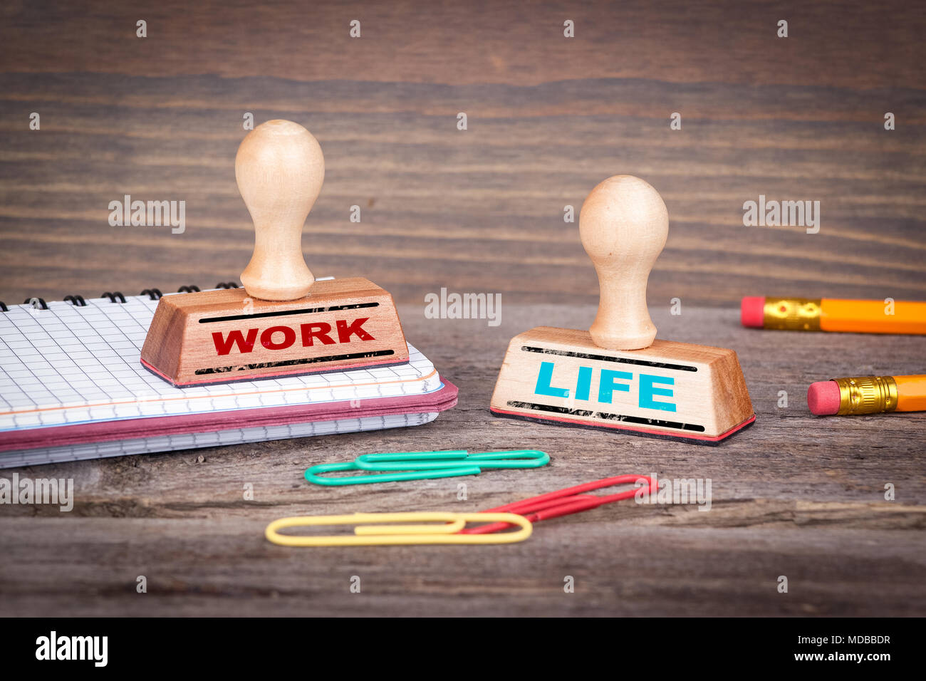 Work Life Balance concept. Rubber Stamp on desk in the Office Stock ...