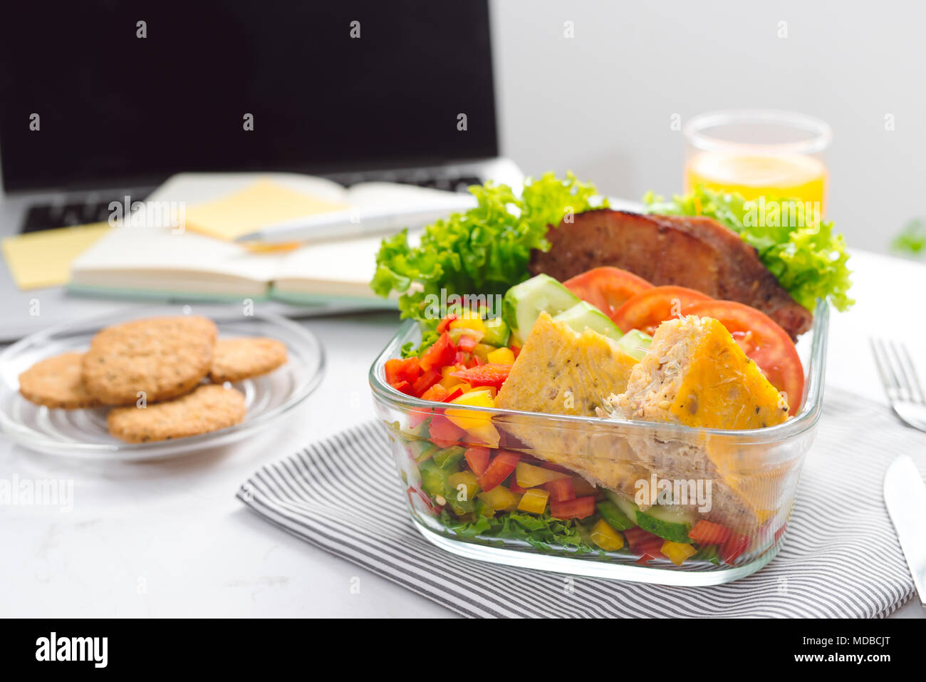 Food in the office. Healthy lunch for work Stock Photo - Alamy