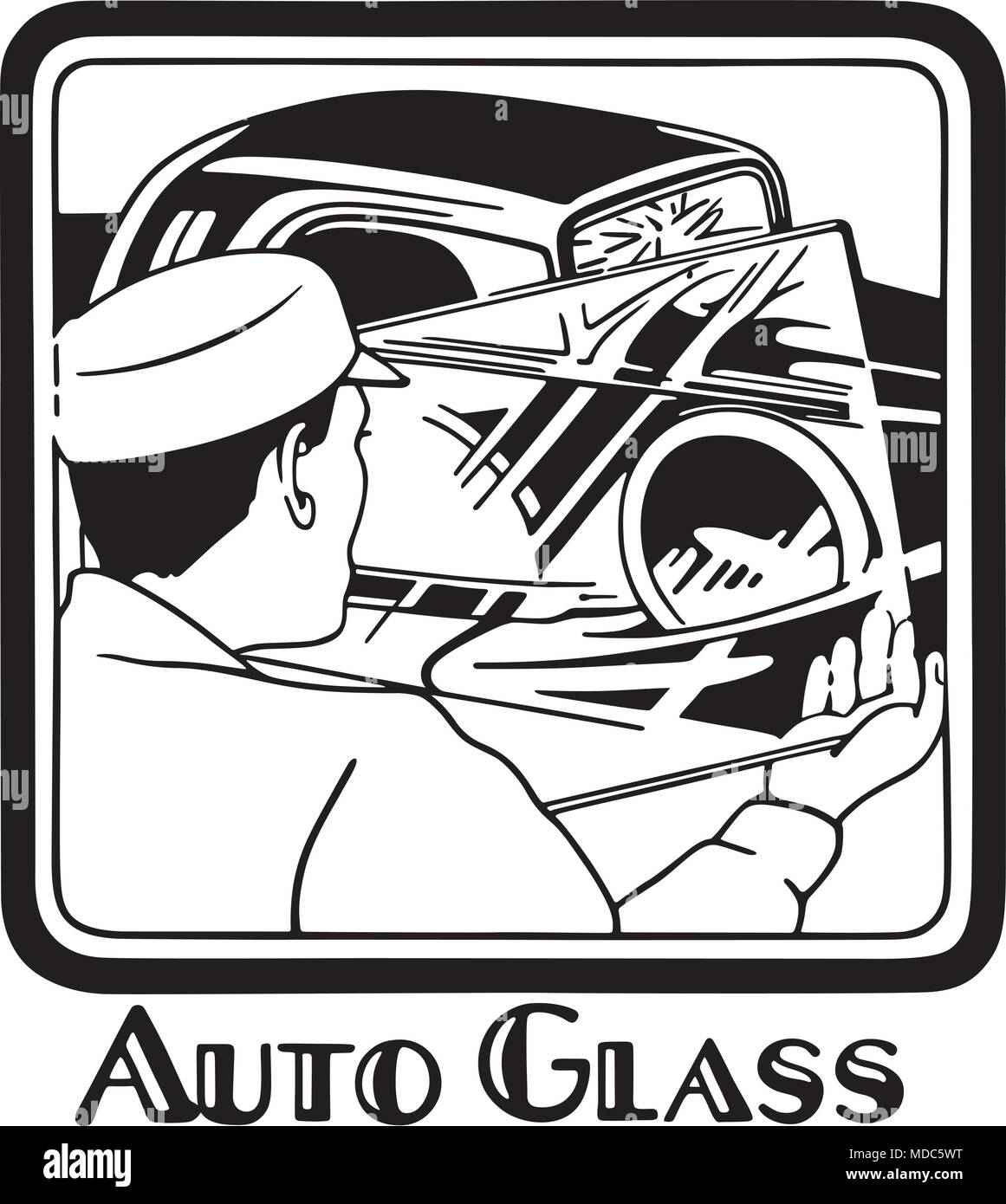 Auto Glass Retro Clipart Banner Stock Vector Art Illustration