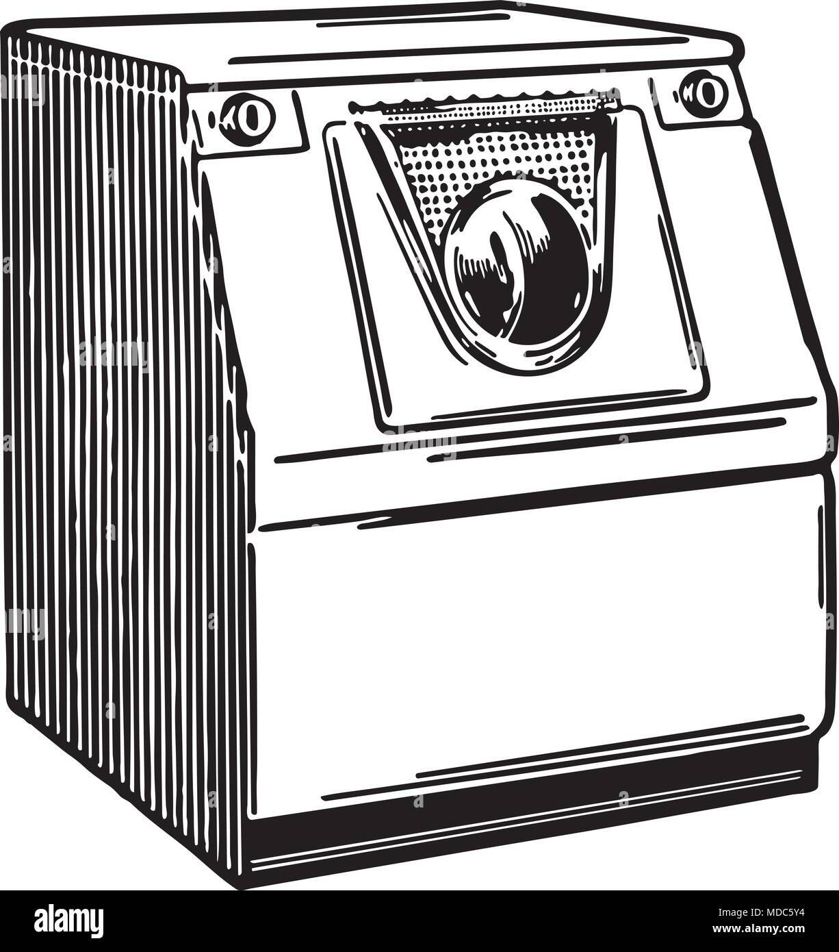 Automatic Washer 2 - Retro Ad Art Illustration Stock Vector