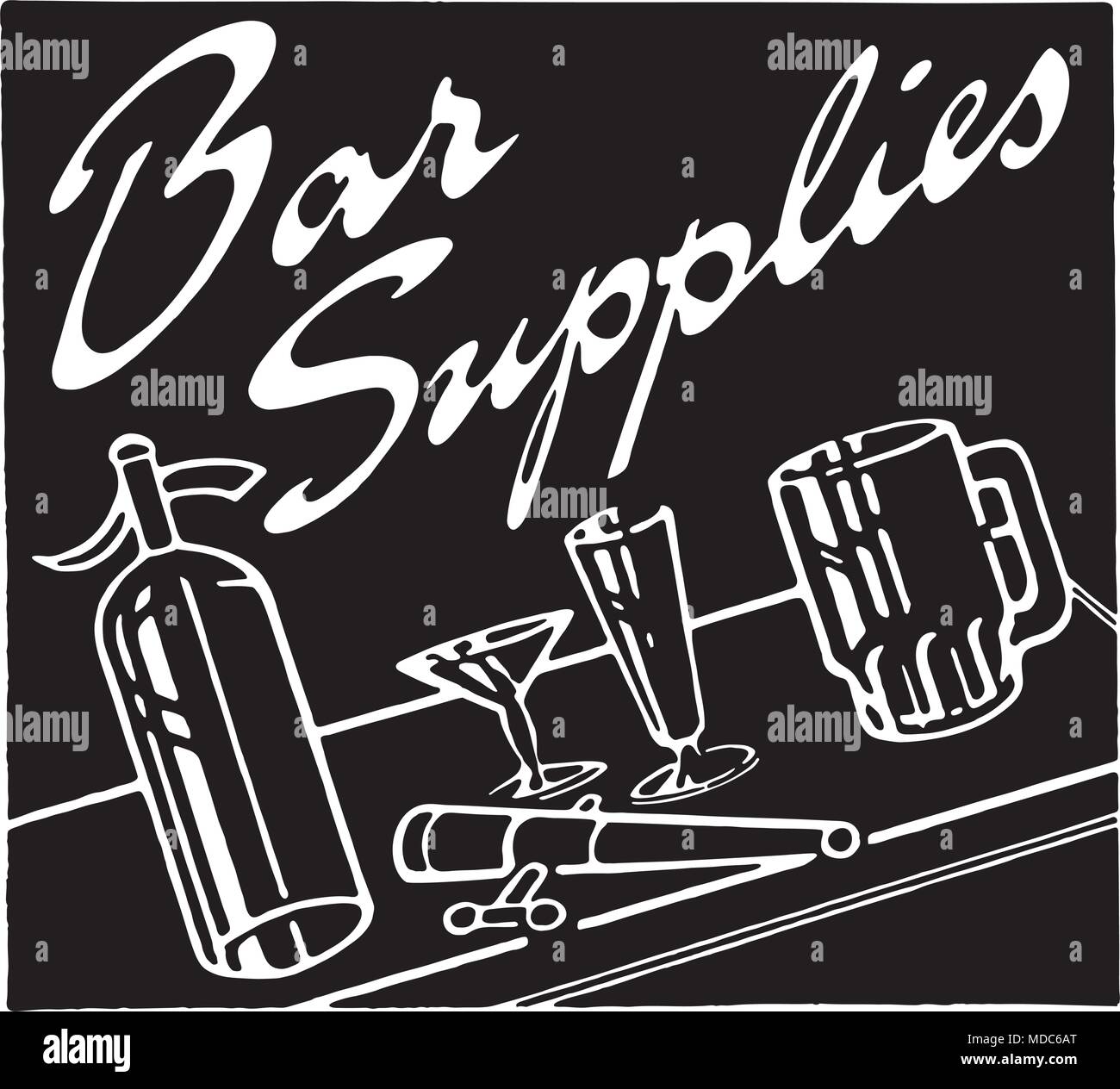 Bar Supplies - Retro Ad Art Banner Stock Vector