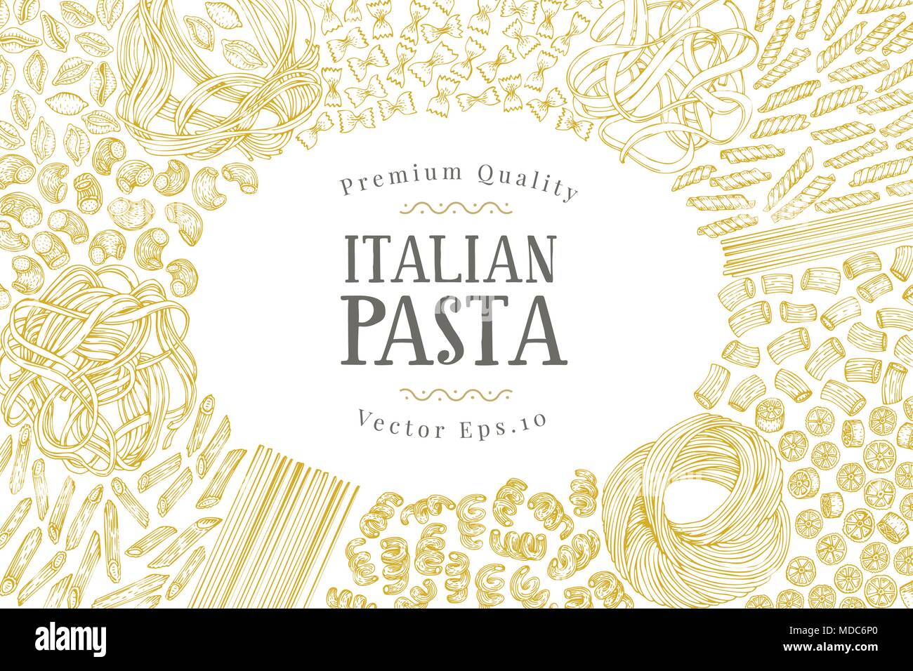 Vector Banner Template With Different Types Of Traditional Italian