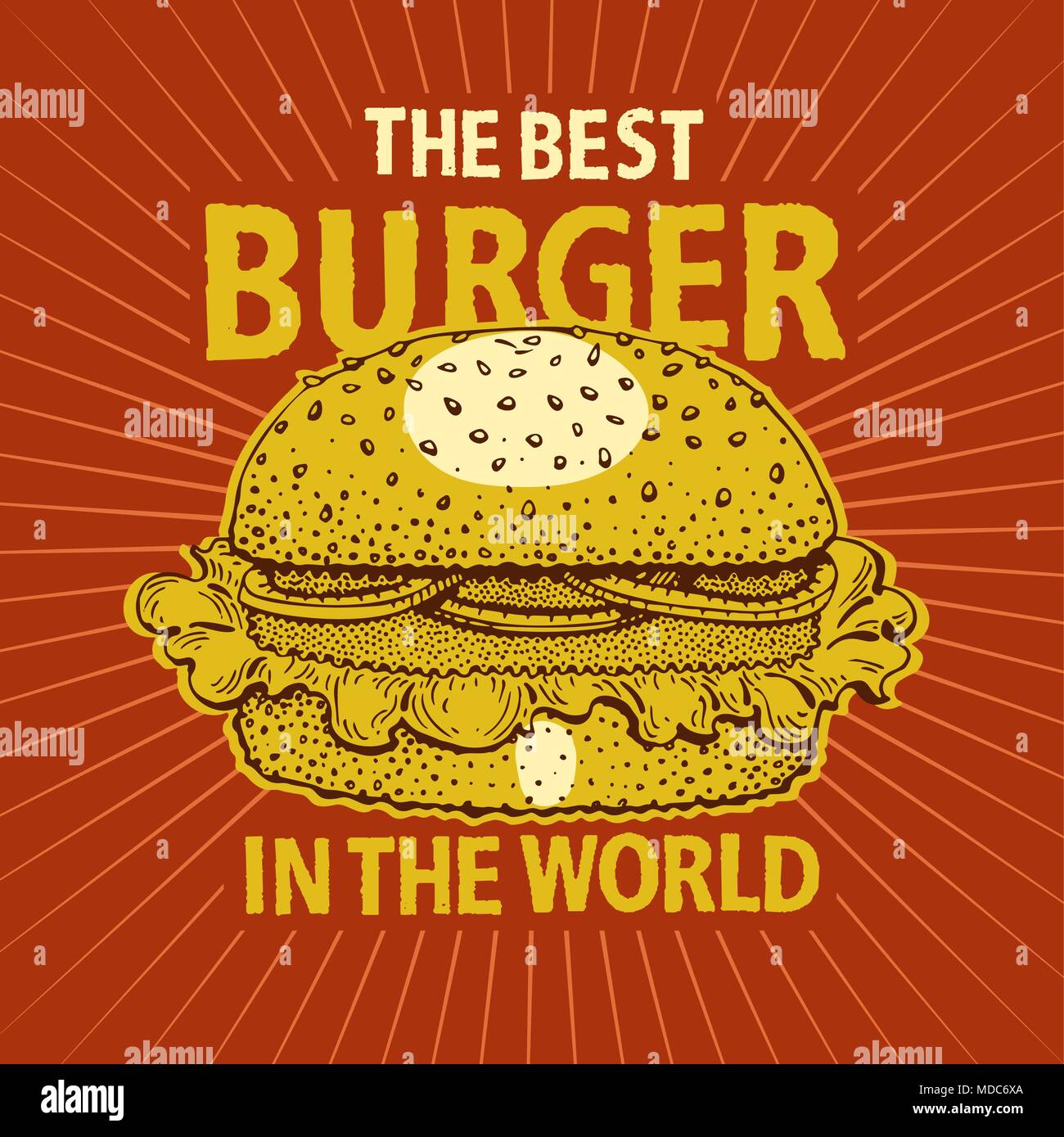 Retro Fast Food Hamburger Poster Hand Drawn Food Illustration Can Be Use For Fast Food Snack 6117