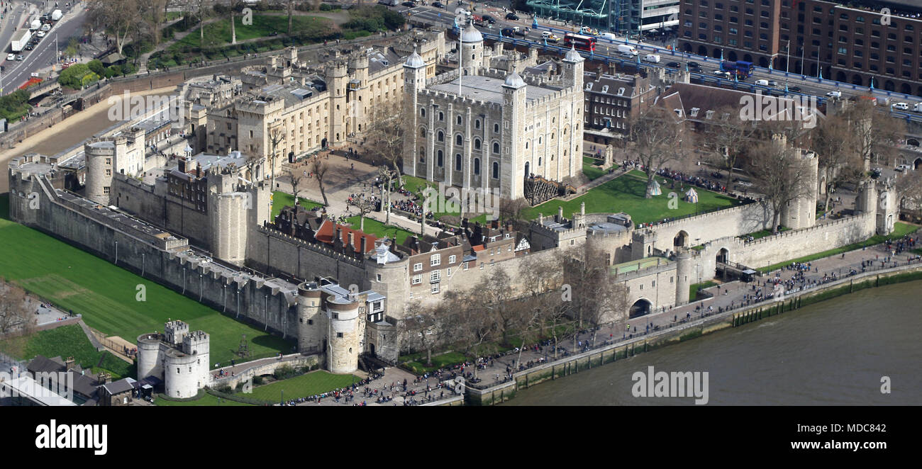 April 17, 2018  - Tower of London aerial view Stock Photo