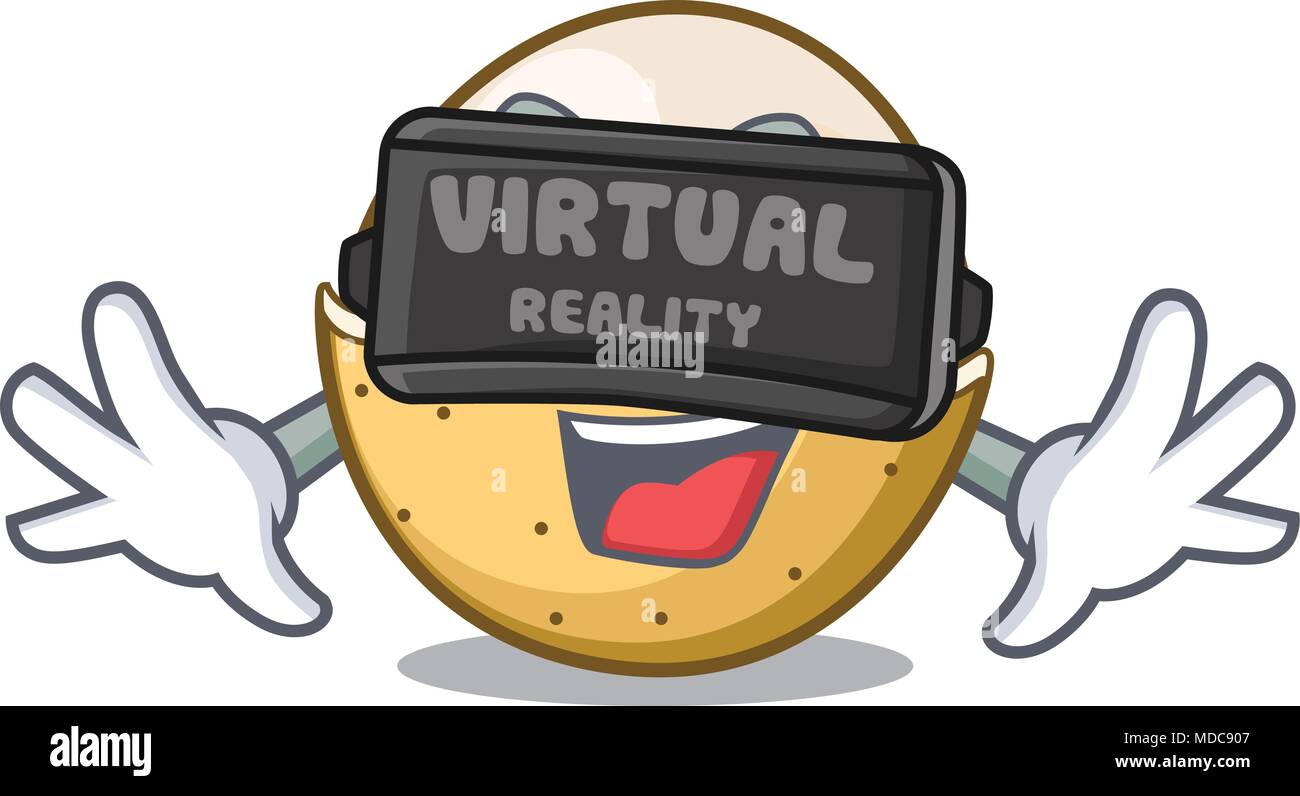 Virtual reality longan fruit mascot cartoon vector illustration Stock ...