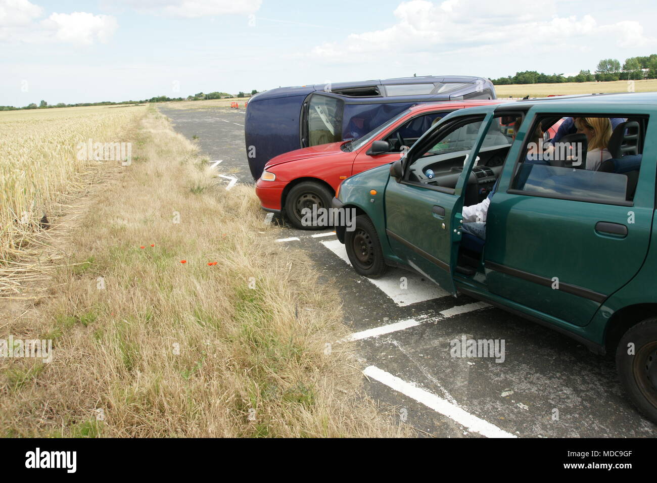 Vehicle collision on motorway road traffic collision, motorway driving Stock Photo