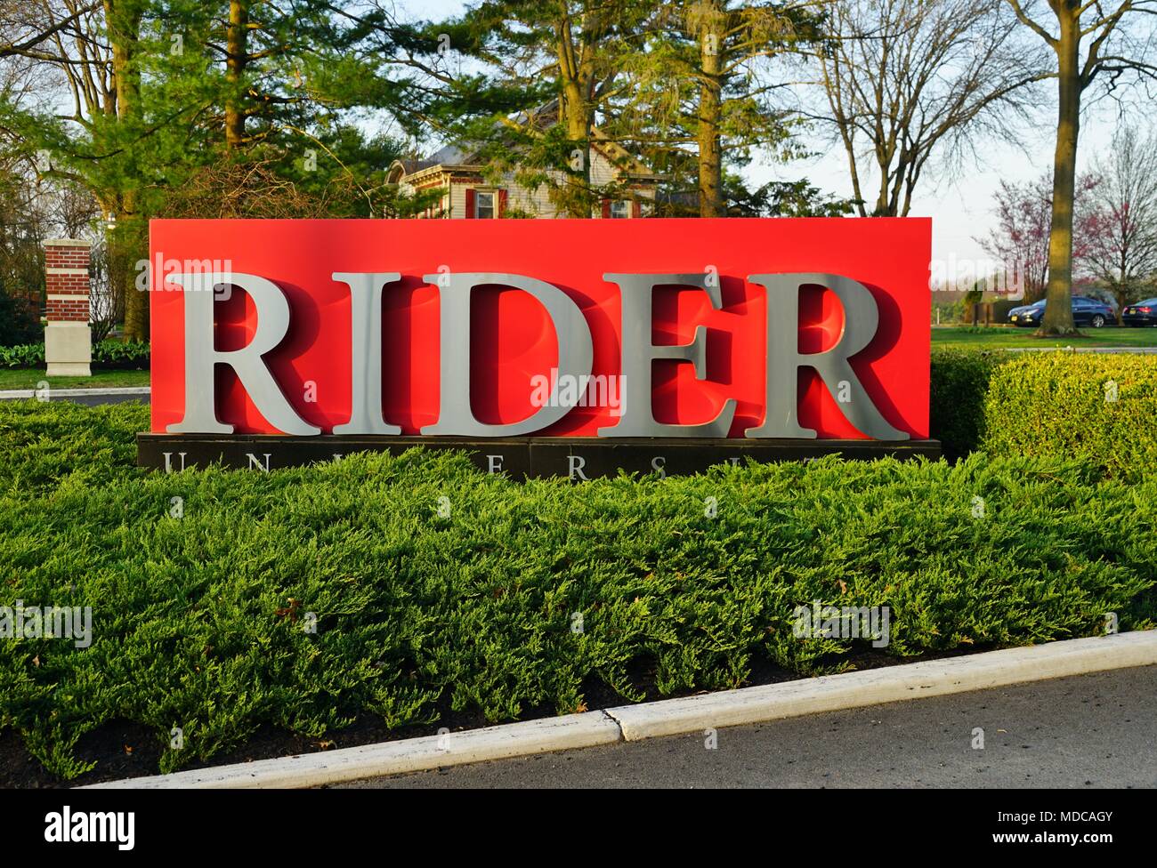 View of the campus of Rider University, a private college located in