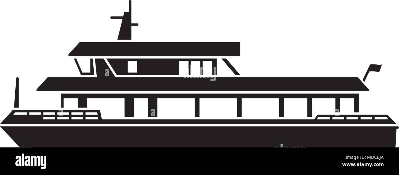 Silhouette of tourist ferry boat Stock Vector