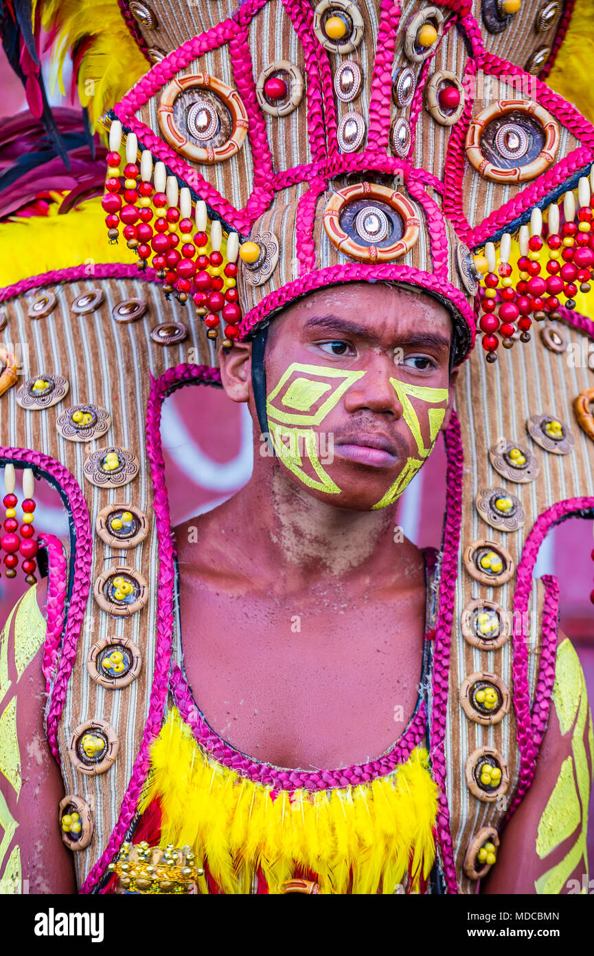 Participant in the Dinagyang Festival in Iloilo Philippines Stock Photo