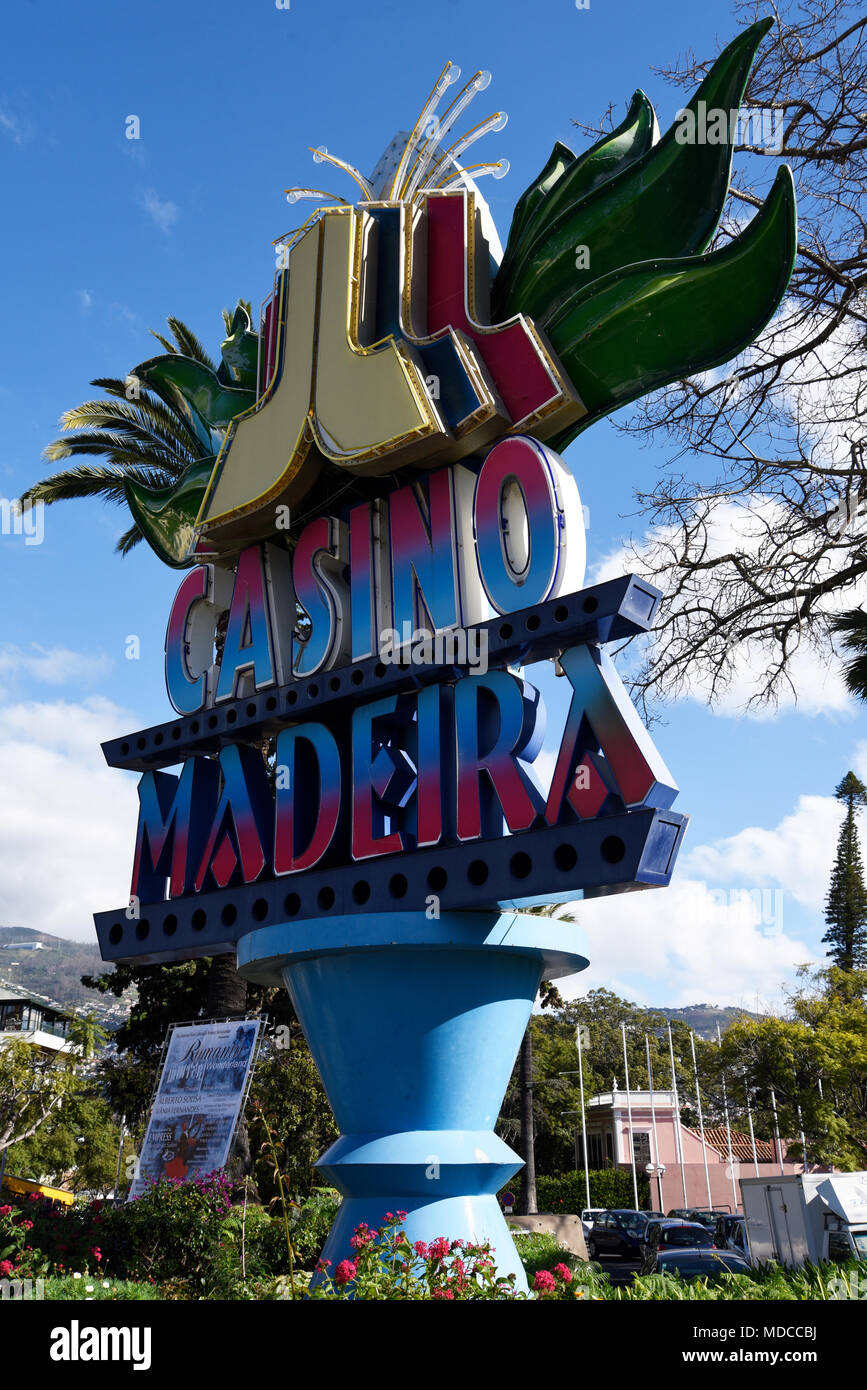 The sign for the Casino in Funchal on the Island of Madeira Portugal Stock Photo