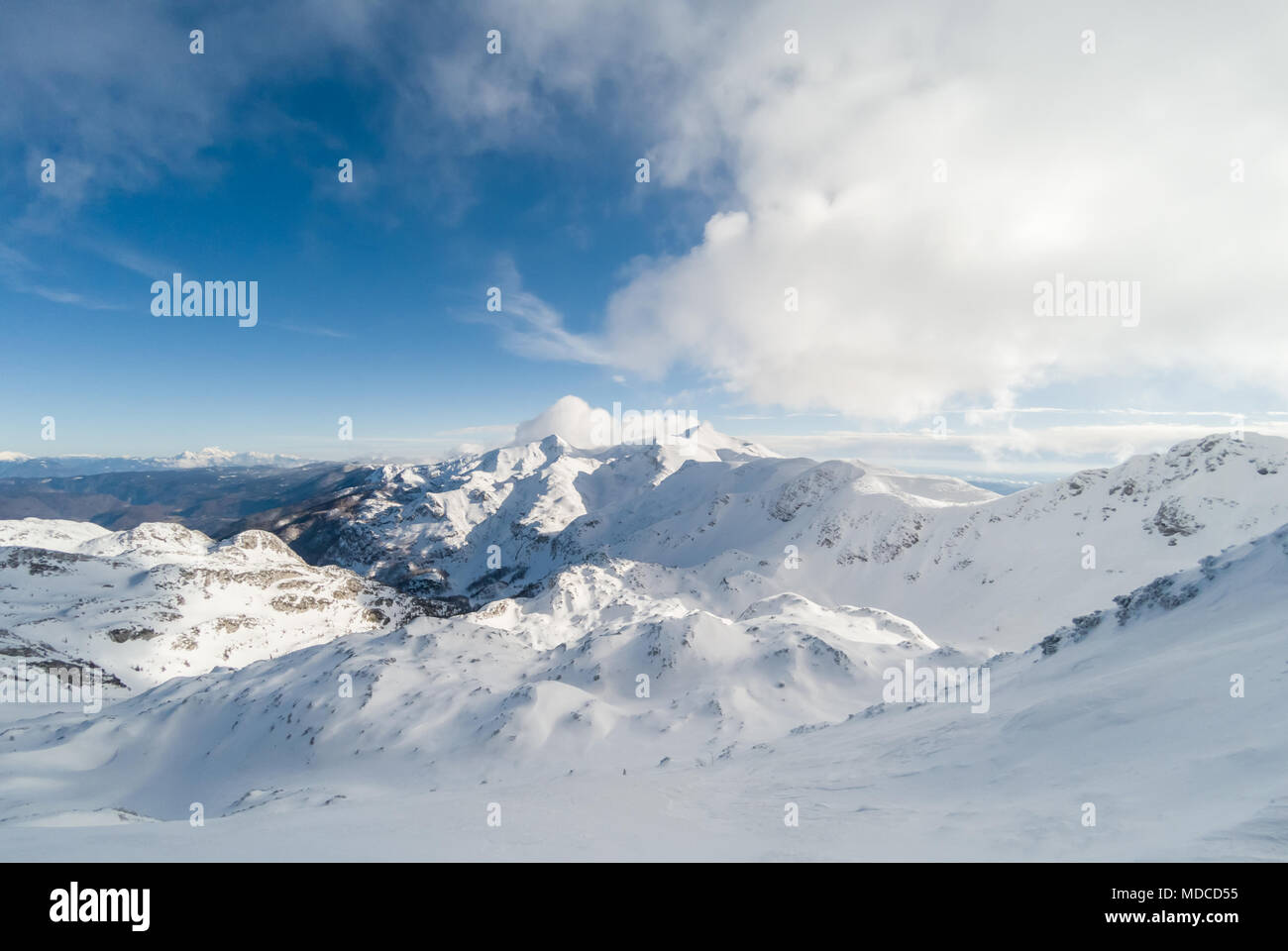 beautiful mountains ski resort in Alps Stock Photo