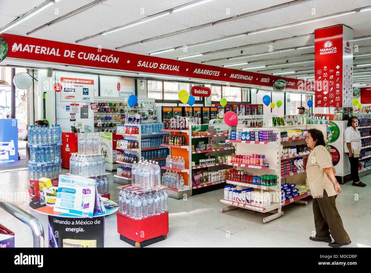 Mexico City,Hispanic,historic Center Centre,5 de Febrero,Farmacia Nosarco,pharmacy,drug store,shopping shopper shoppers shop shops market markets buyi Stock Photo