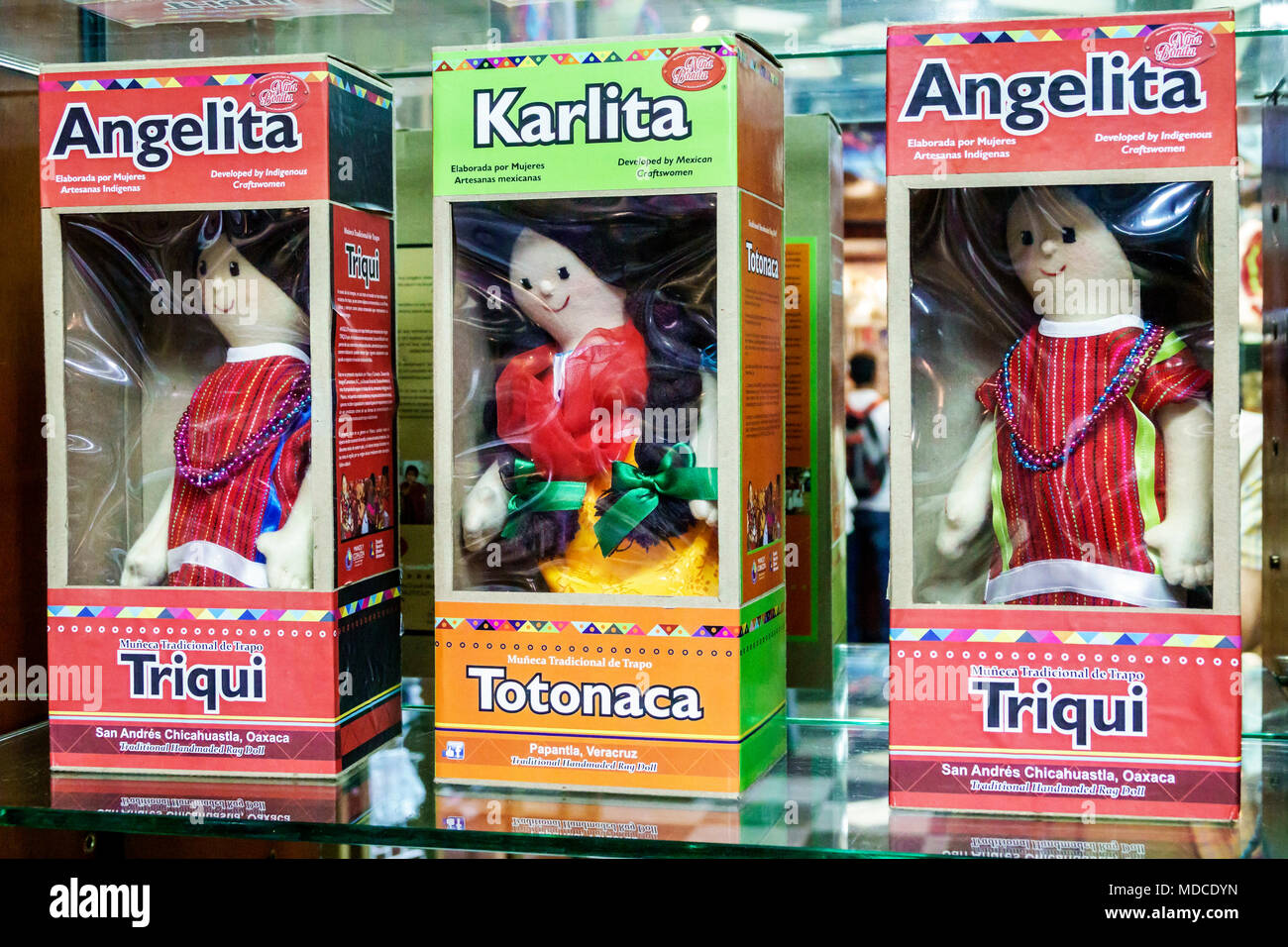 Mexico City,Mexican,Hispanic,historic Center Centre,Palacio de Bellas Artes,Palace of Fine Arts,cultural center,gift shop,traditional rag dolls,shoppi Stock Photo