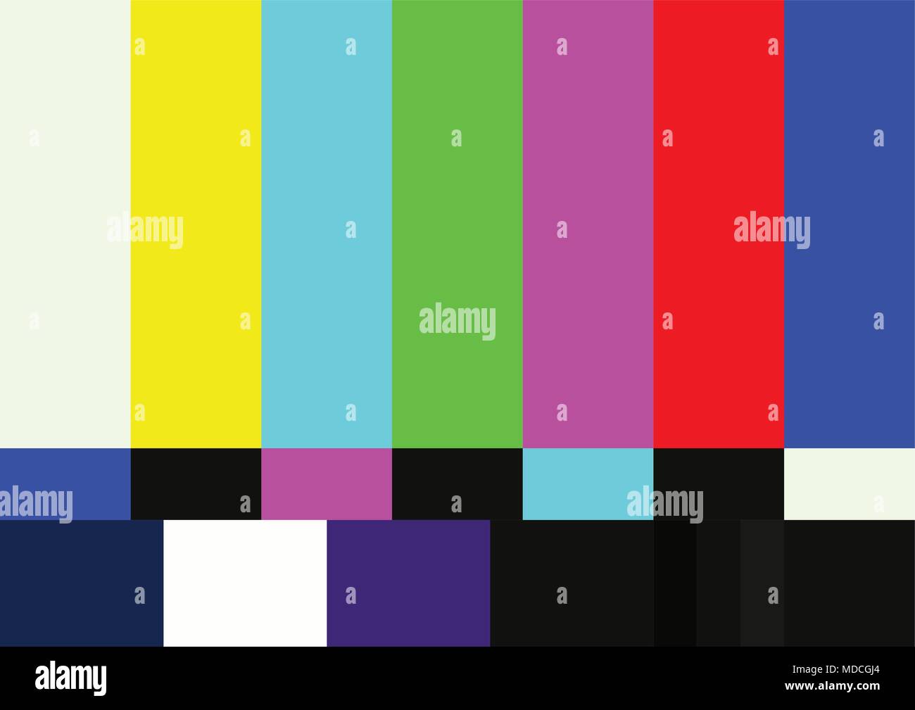 Television color test pattern. SMPTE color bars vector illustration. Stock Vector