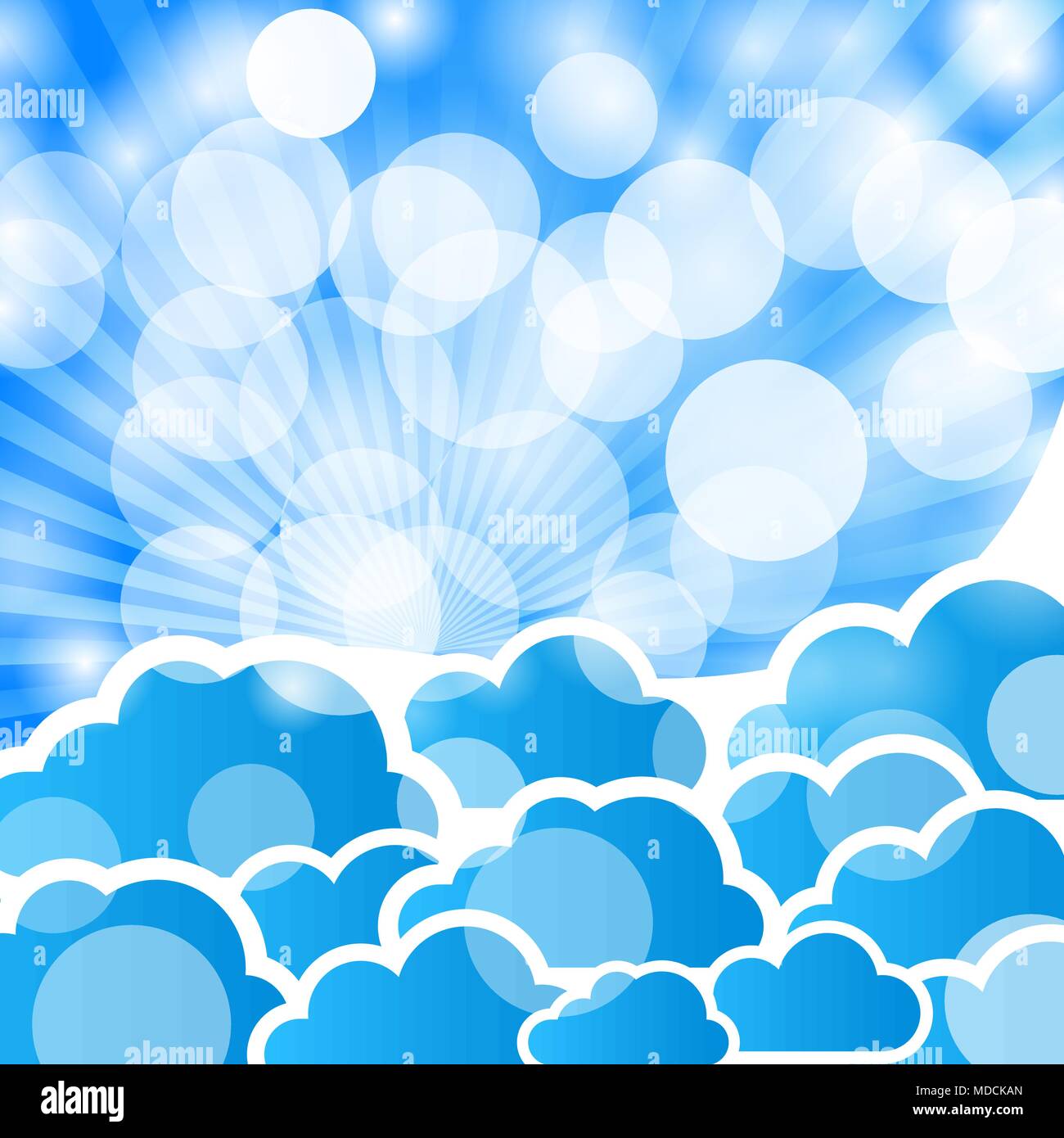 abstract blue background with clouds and rays Stock Vector Image & Art ...