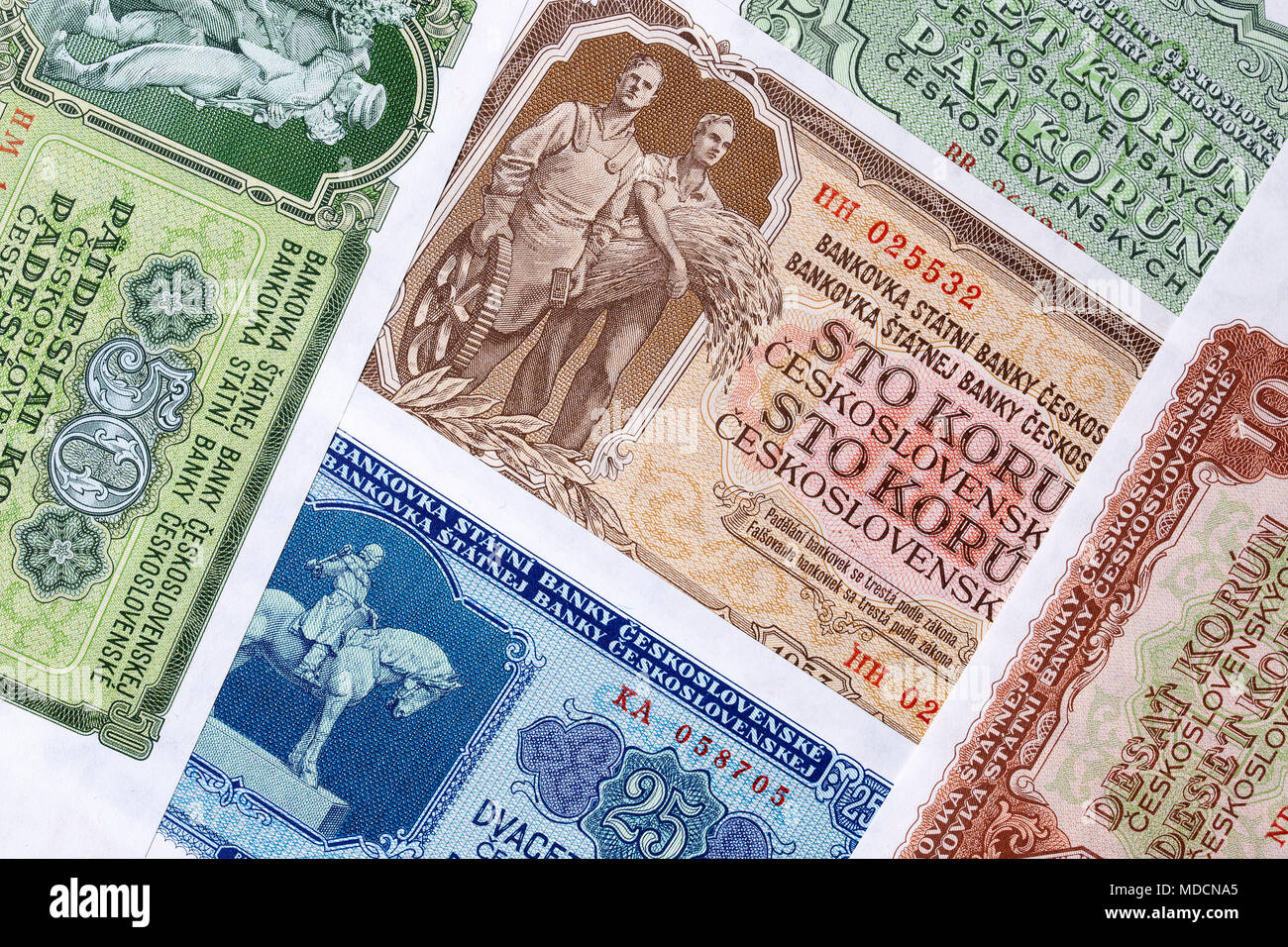 Czechoslovak koruna, a background Stock Photo