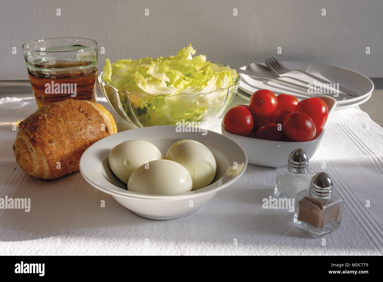 Visual Reference: Boiled Eggs Cherry Tomatoes Salad 6 Stock Photo