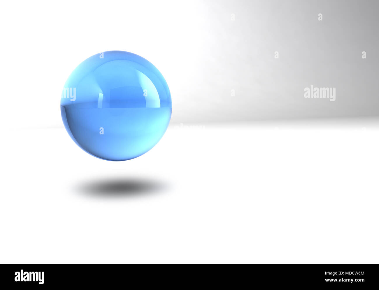 blue 3D sphere with reflections and copyspace Stock Photo