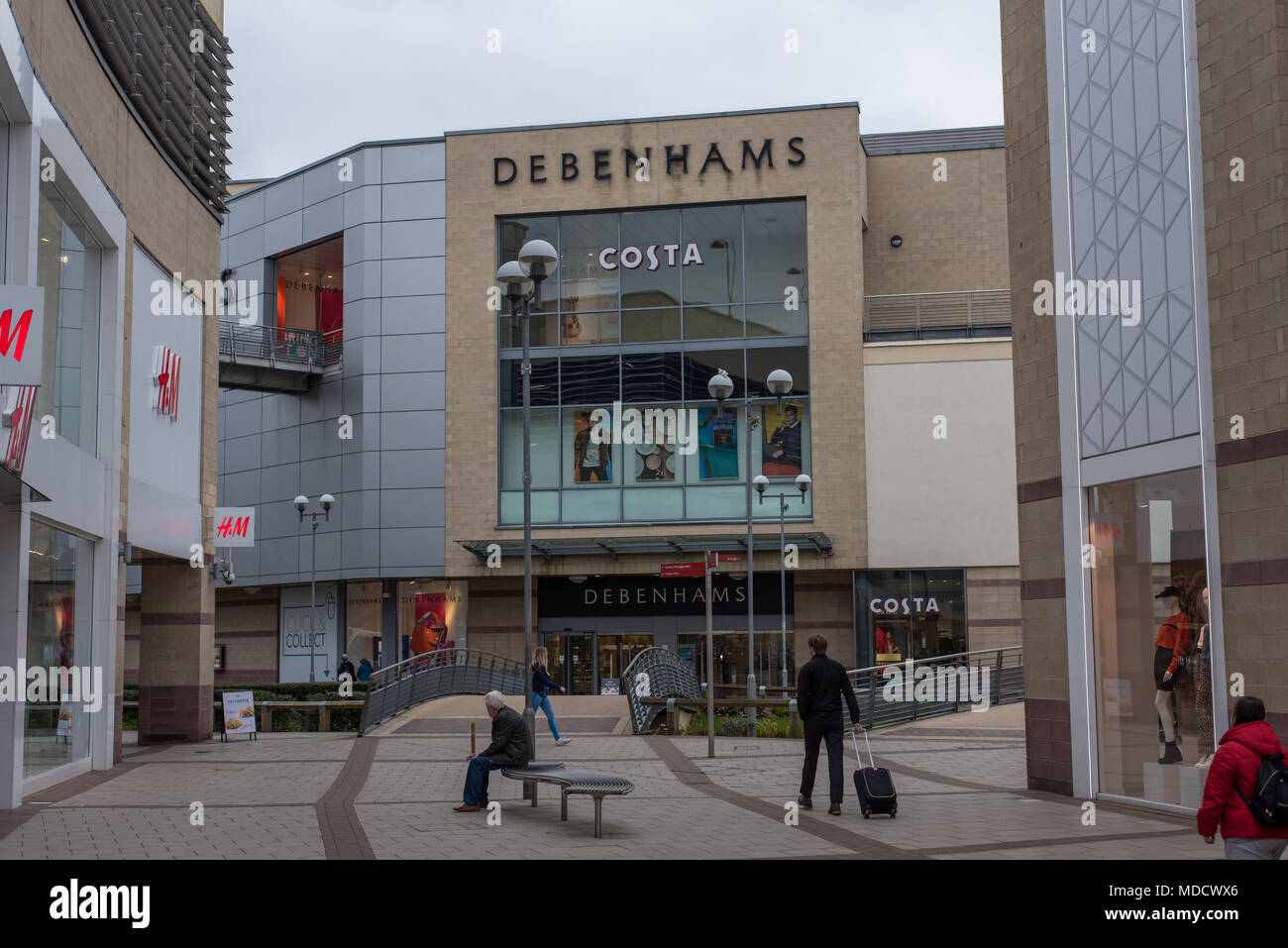 People outside Debenhams and H&M at Riverside Shopping Centre, Hemel  Hempstead, Hertfordshire Stock Photo - Alamy