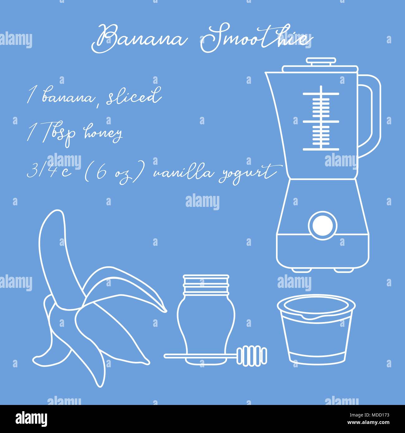Recipe Blender And Ingredients For Making Banana Smoothie