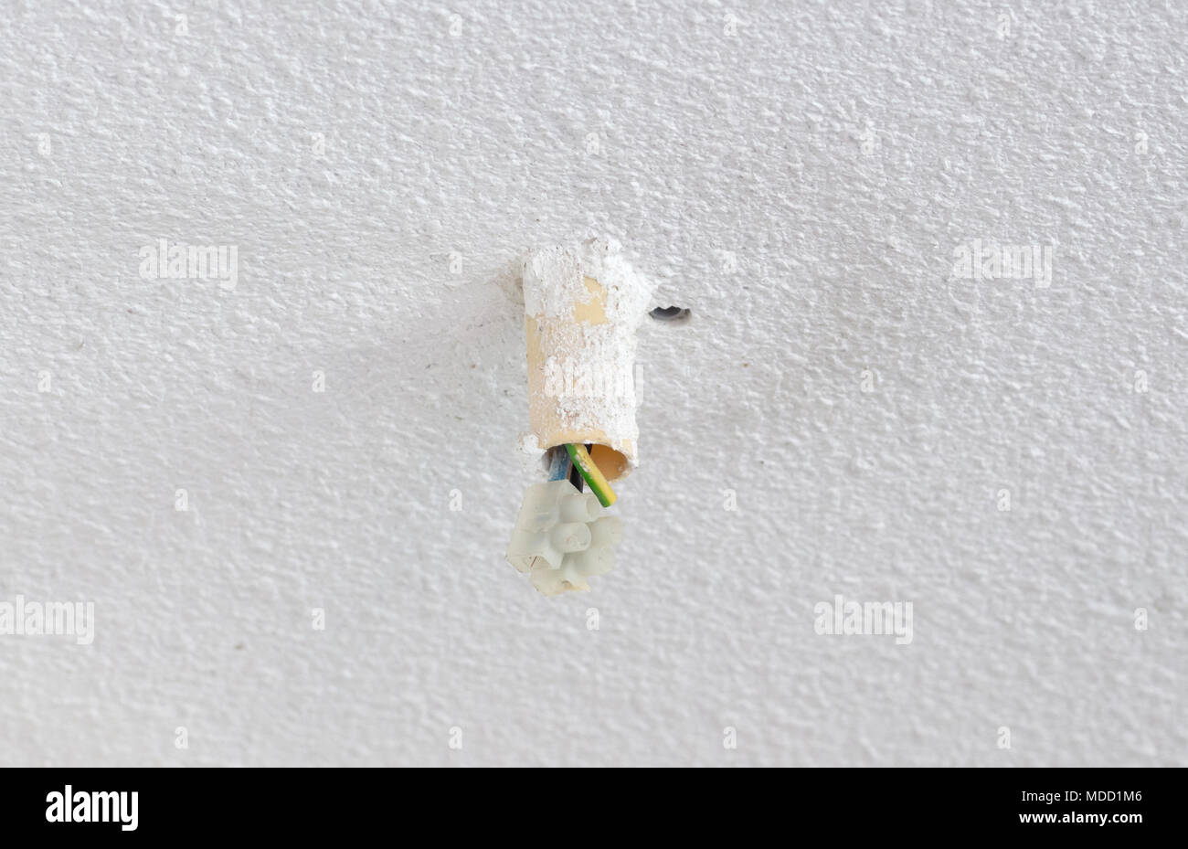 Wires Hanging On A Ceiling Home Improvement Stock Photo