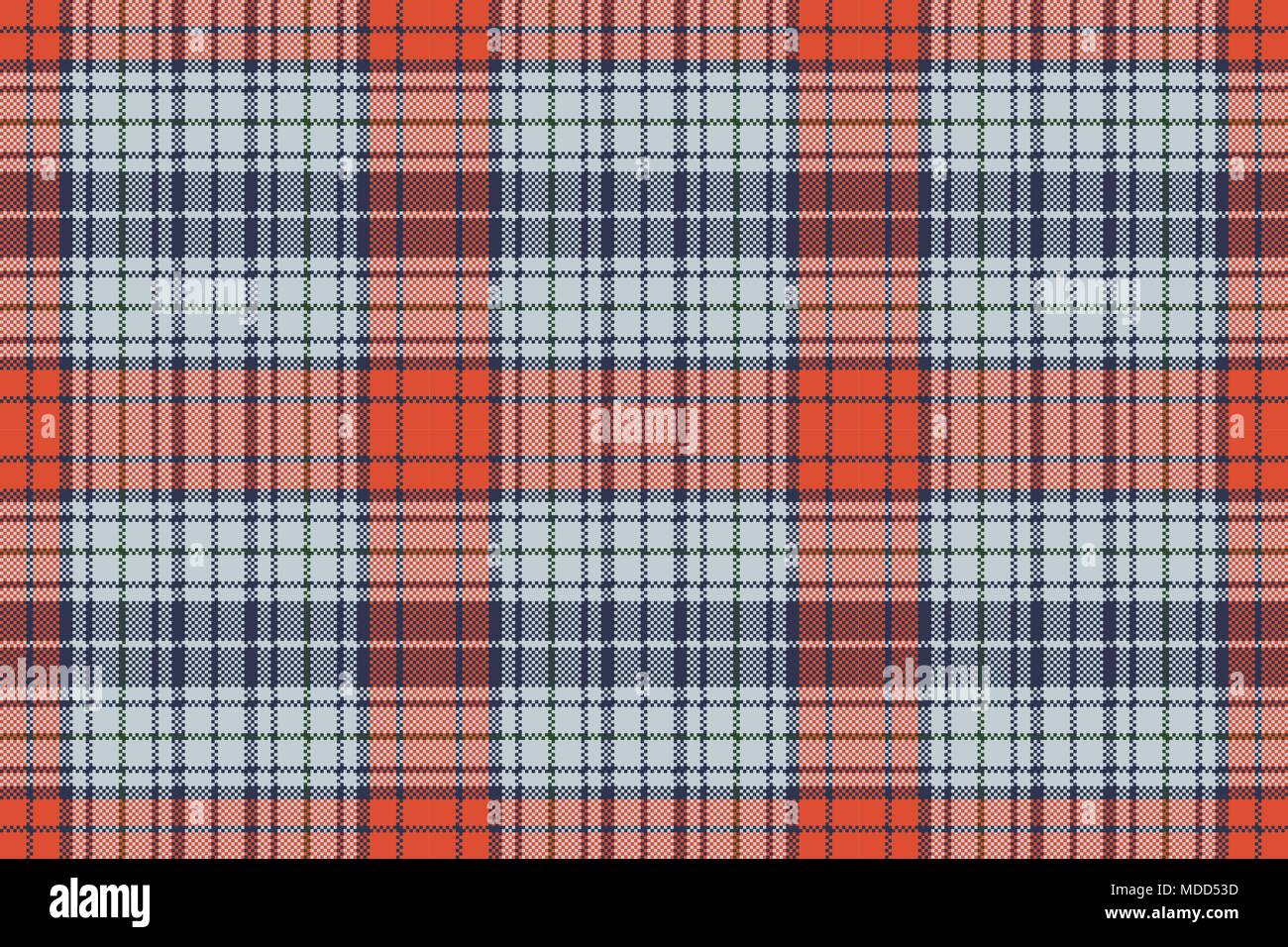 Orange blue check plaid pixel texture. Vector illustration. Stock Vector