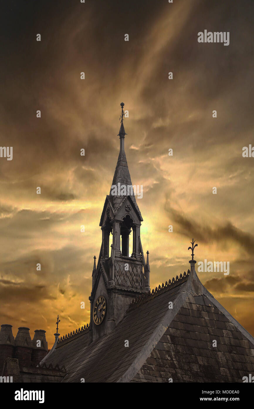 A view of the clock tower on Fitzroy House Lewes East Sussex Stock Photo Alamy