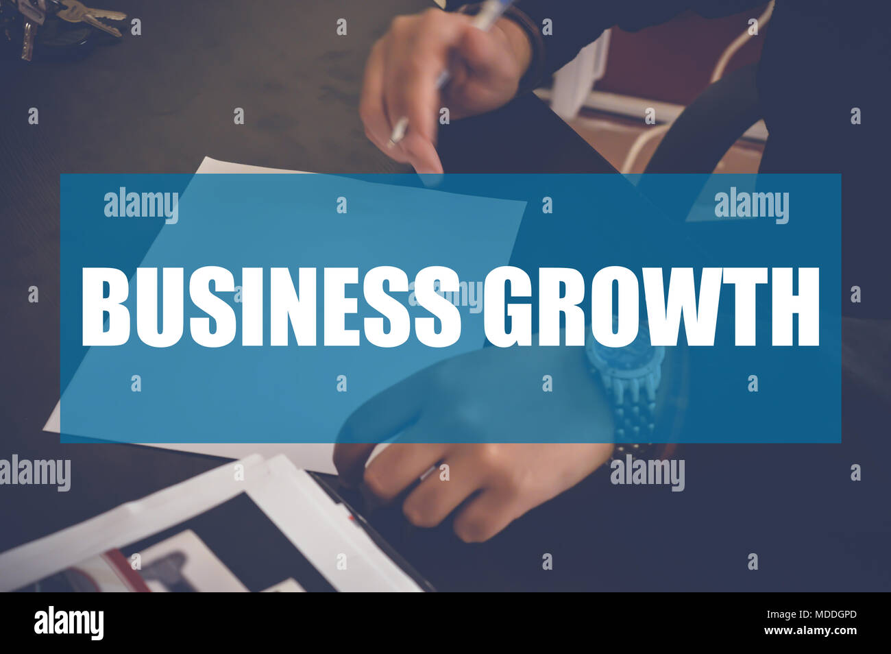 Business Growth word with blurring business background Stock Photo - Alamy