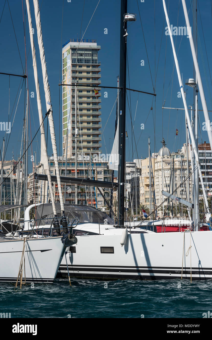 Marina in the port of Alicante, Costa Blanca, Spain, Europe Stock Photo