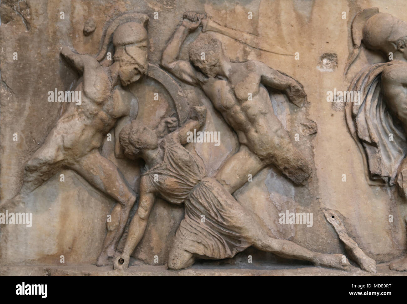 Mausoleum of Halicarnassus. Tomb of Mausolus. Turkey. Amazon frieze.  350 BC. British Museum. London. Stock Photo
