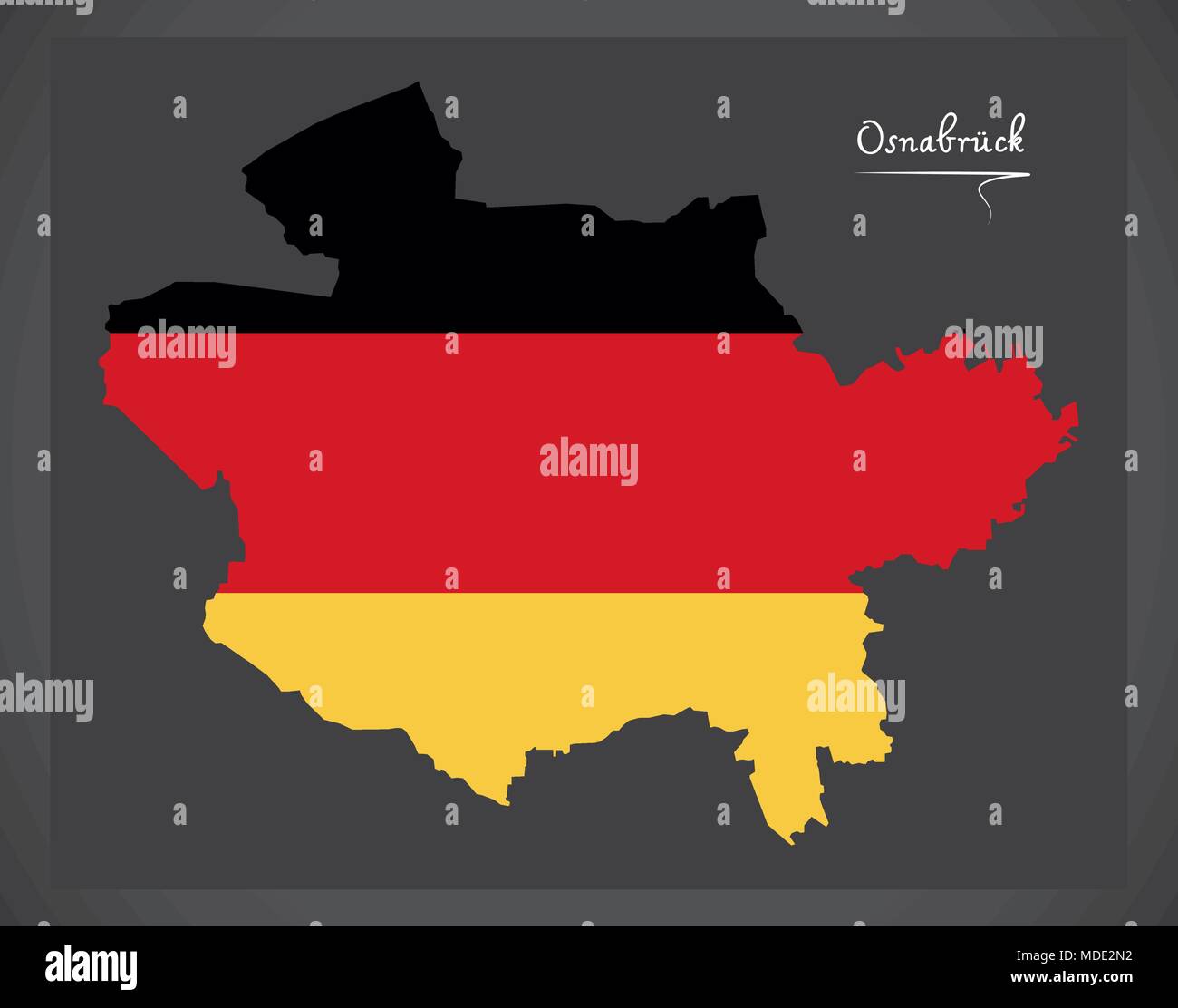 Osnabruck map with German national flag illustration Stock Vector