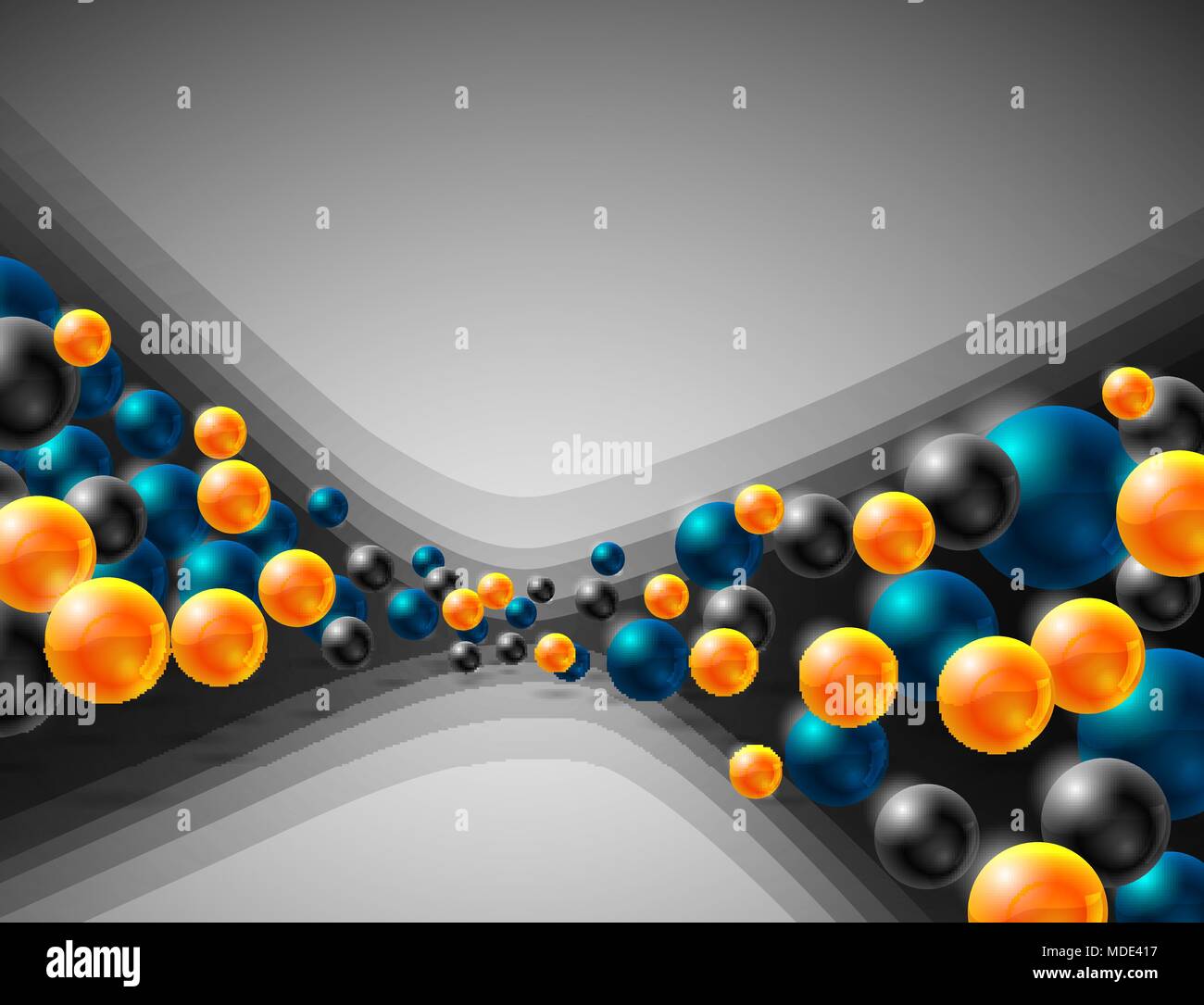 abstract vector background with blue orange and black spheres Stock ...