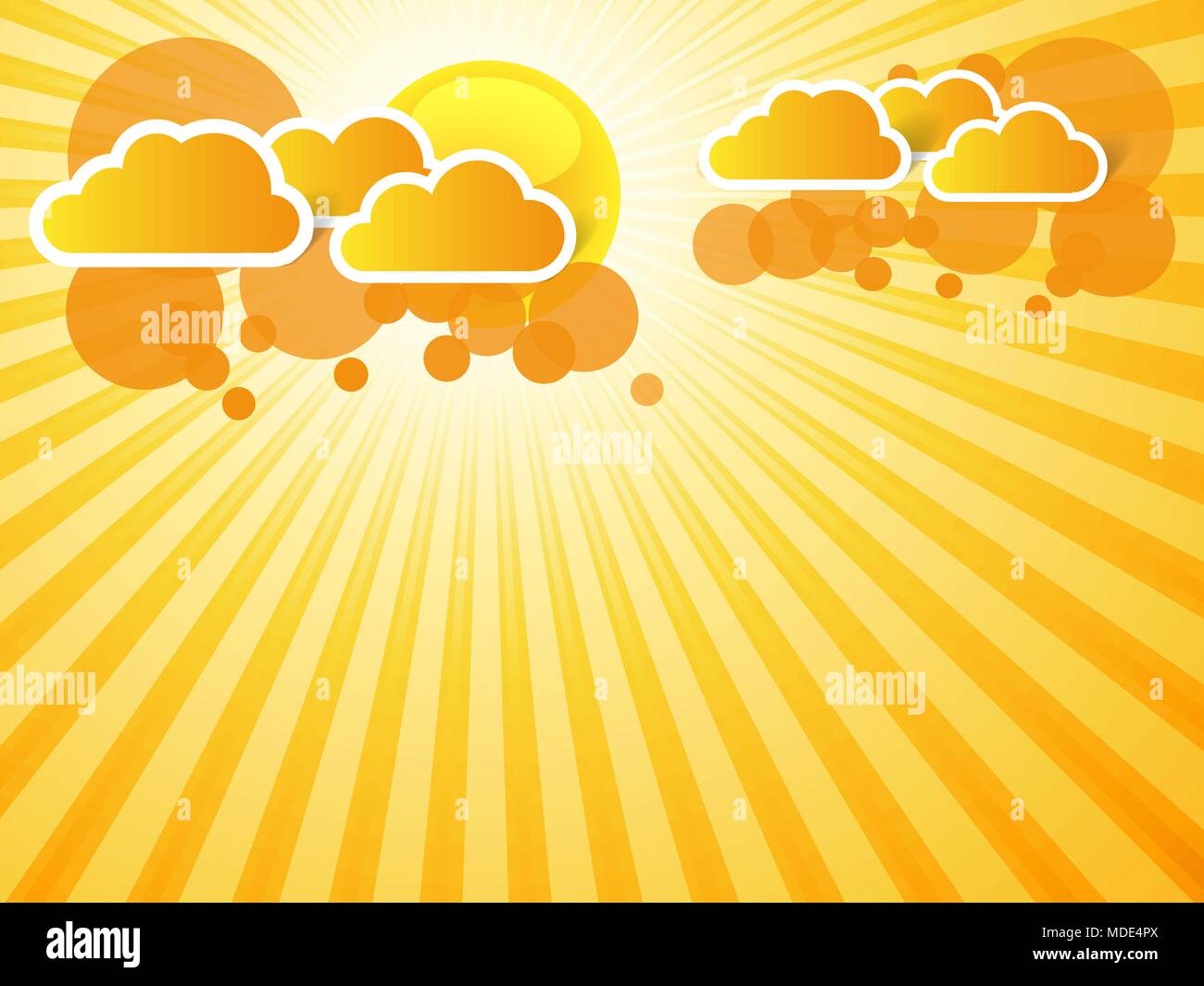 abstract orange background with sun rays and clouds Stock Vector Image ...
