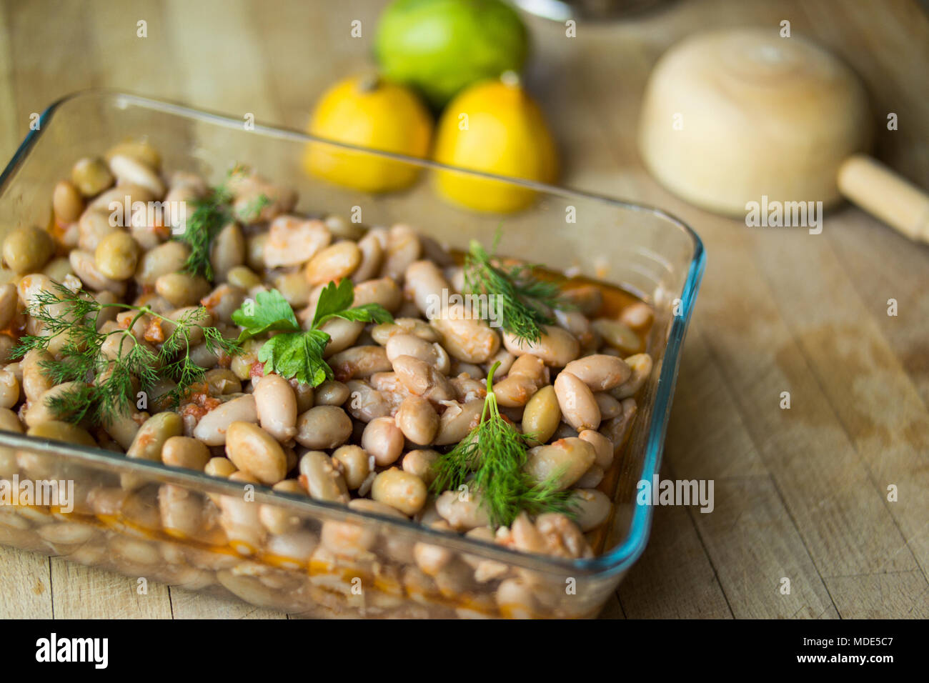 Baked Beans Barbunya Pilaki / Turkish Traditional Food. Stock Photo