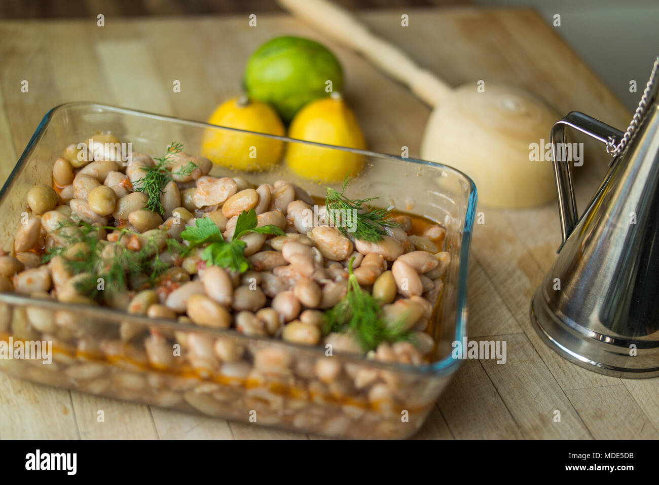 Baked Beans Barbunya Pilaki / Turkish Traditional Food. Stock Photo