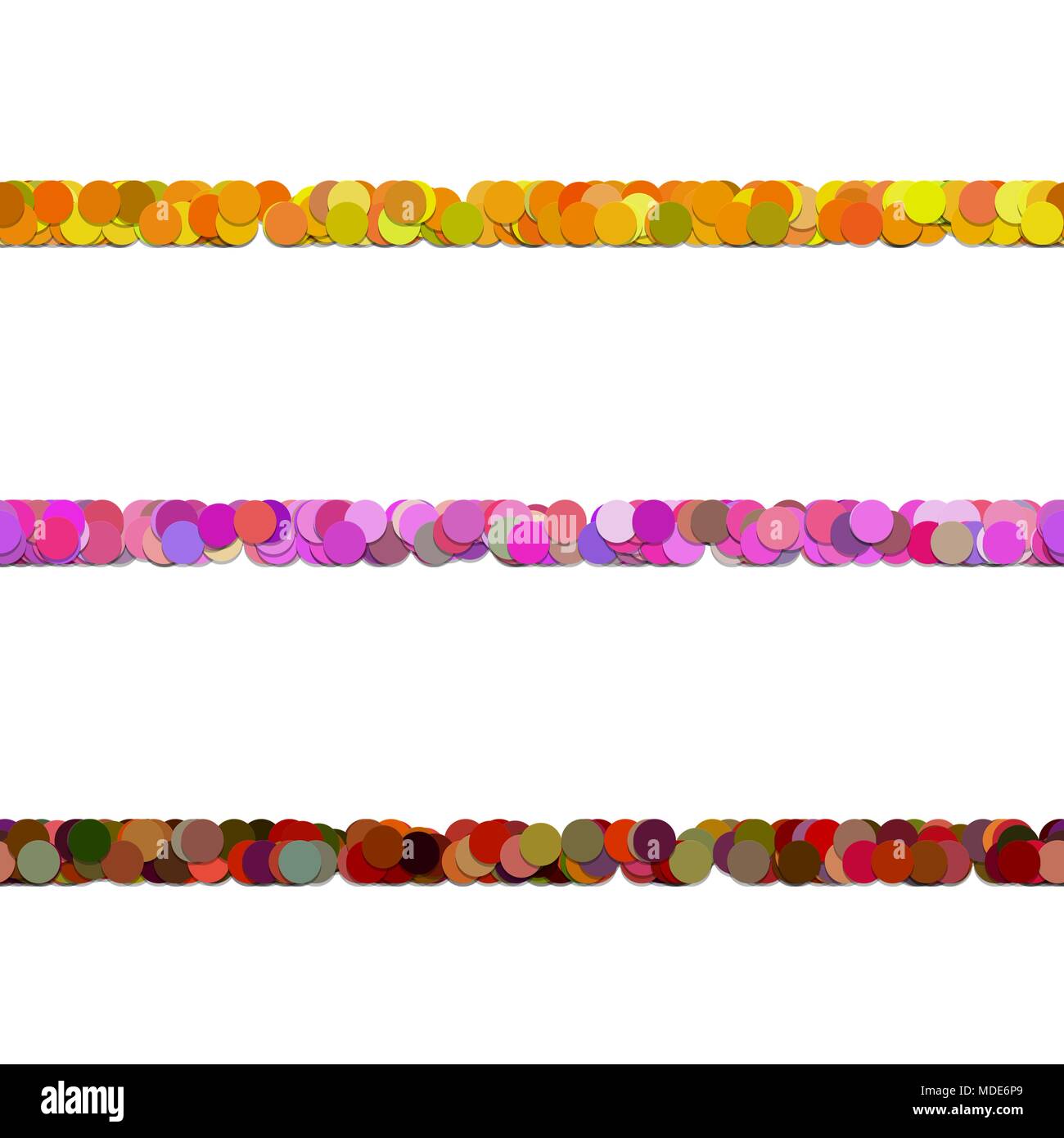 Repeatable circle pattern text dividing line design set - vector graphic elements from colored dots with shadow effect Stock Vector