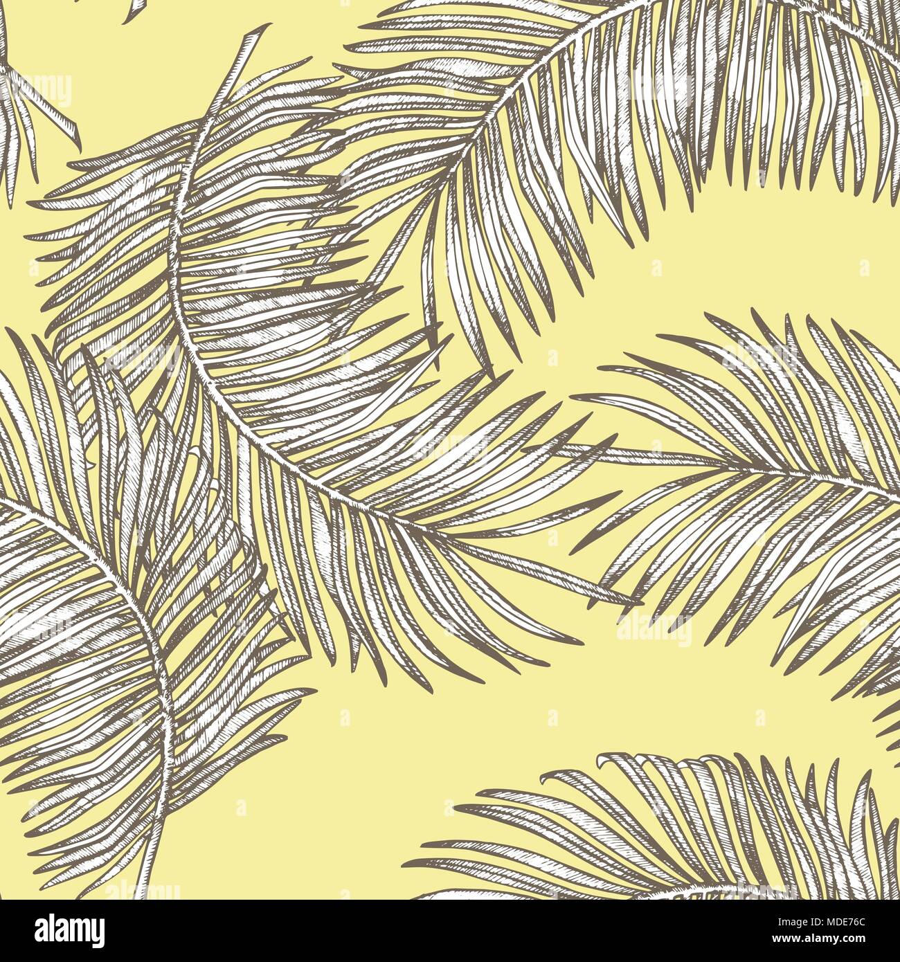 Jungle leaves seamless vector floral pattern background. Tropical palm ...