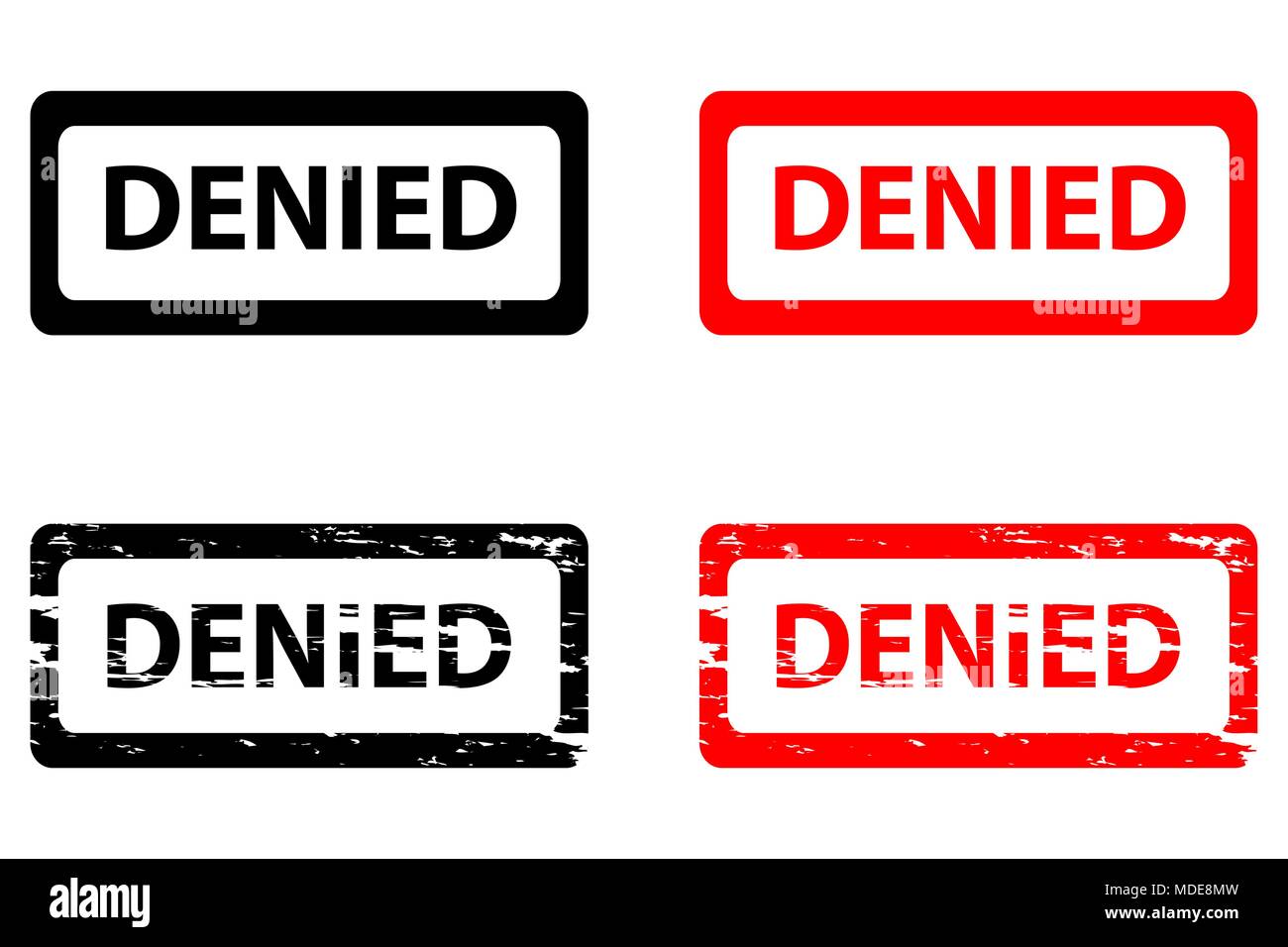 Denied - rubber stamp - vector - black and red Stock Vector Image & Art