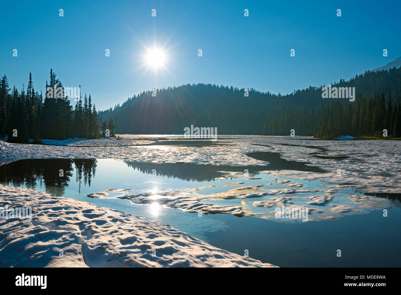 Reflection Lake at Mount Rainier National Park, Washington State, USA Stock Photo