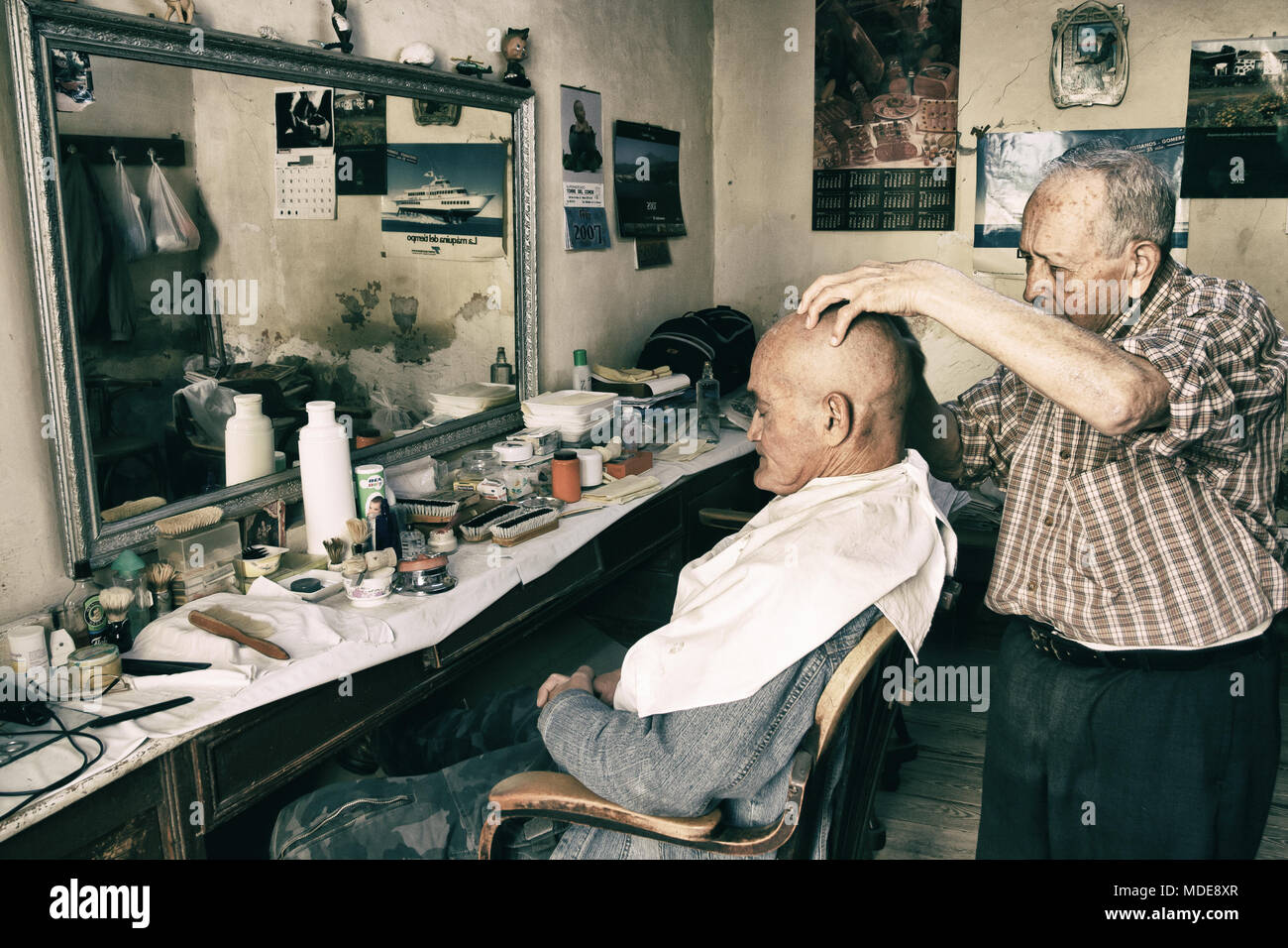 Old fashioned Barber shop on La Gomera island in the Canary