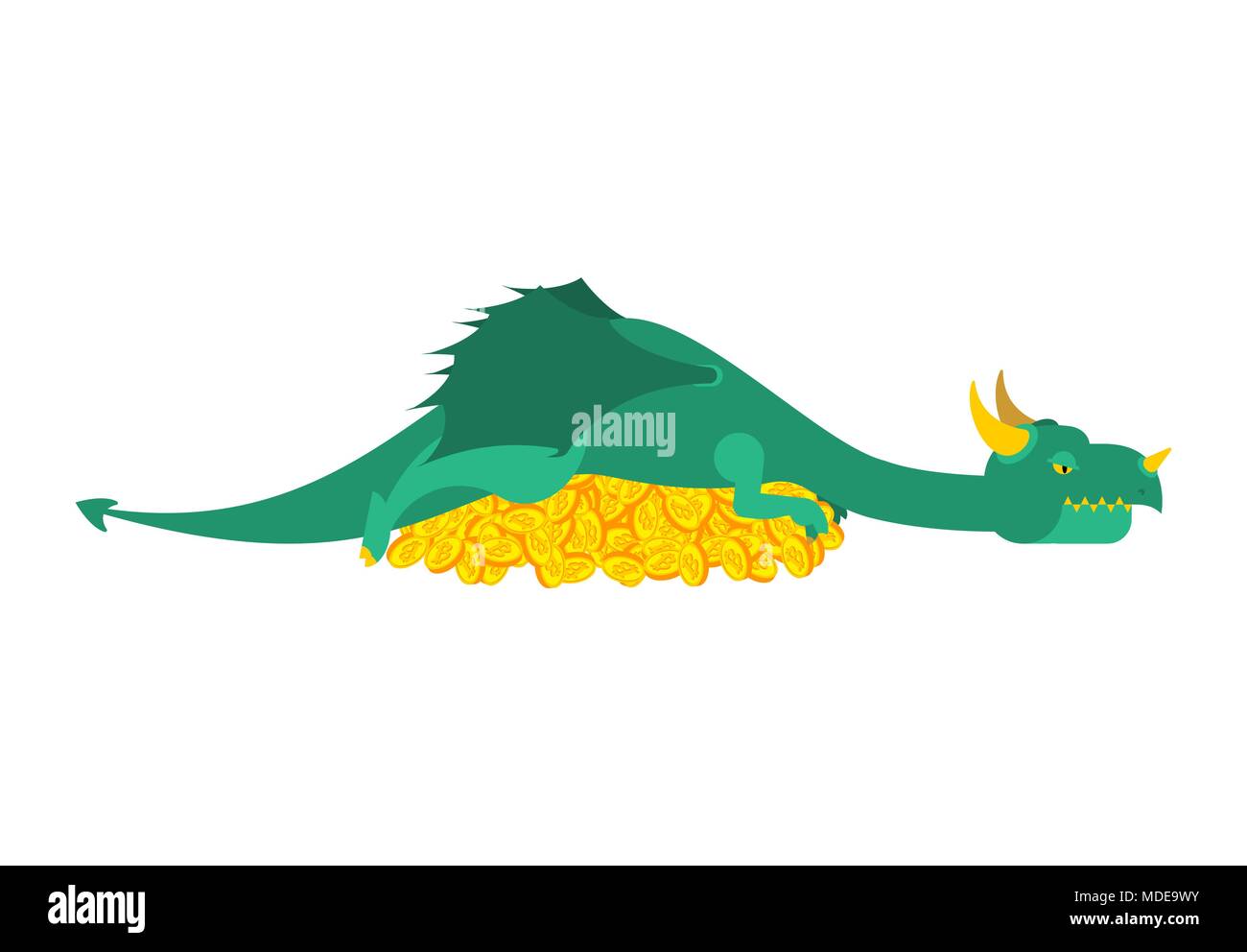 Dragon and bitcoin. Mythical Monster protects crypto currency. Terrible  huge beast lying on pile of coins Stock Vector Image & Art - Alamy
