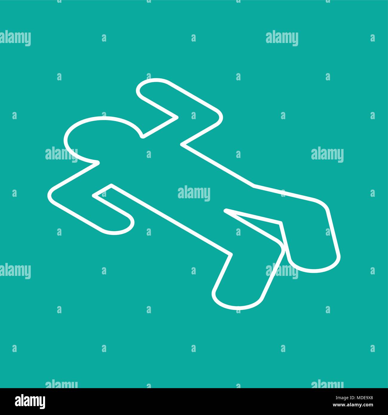 Crime scene Chalk silhouette corpse. Chalk outline of dead body. Vector