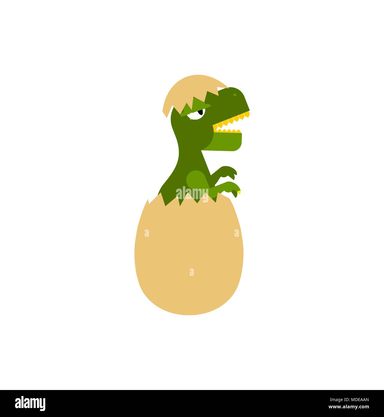 Hatched dinosaur from egg isolated. Vector illustration Stock Vector