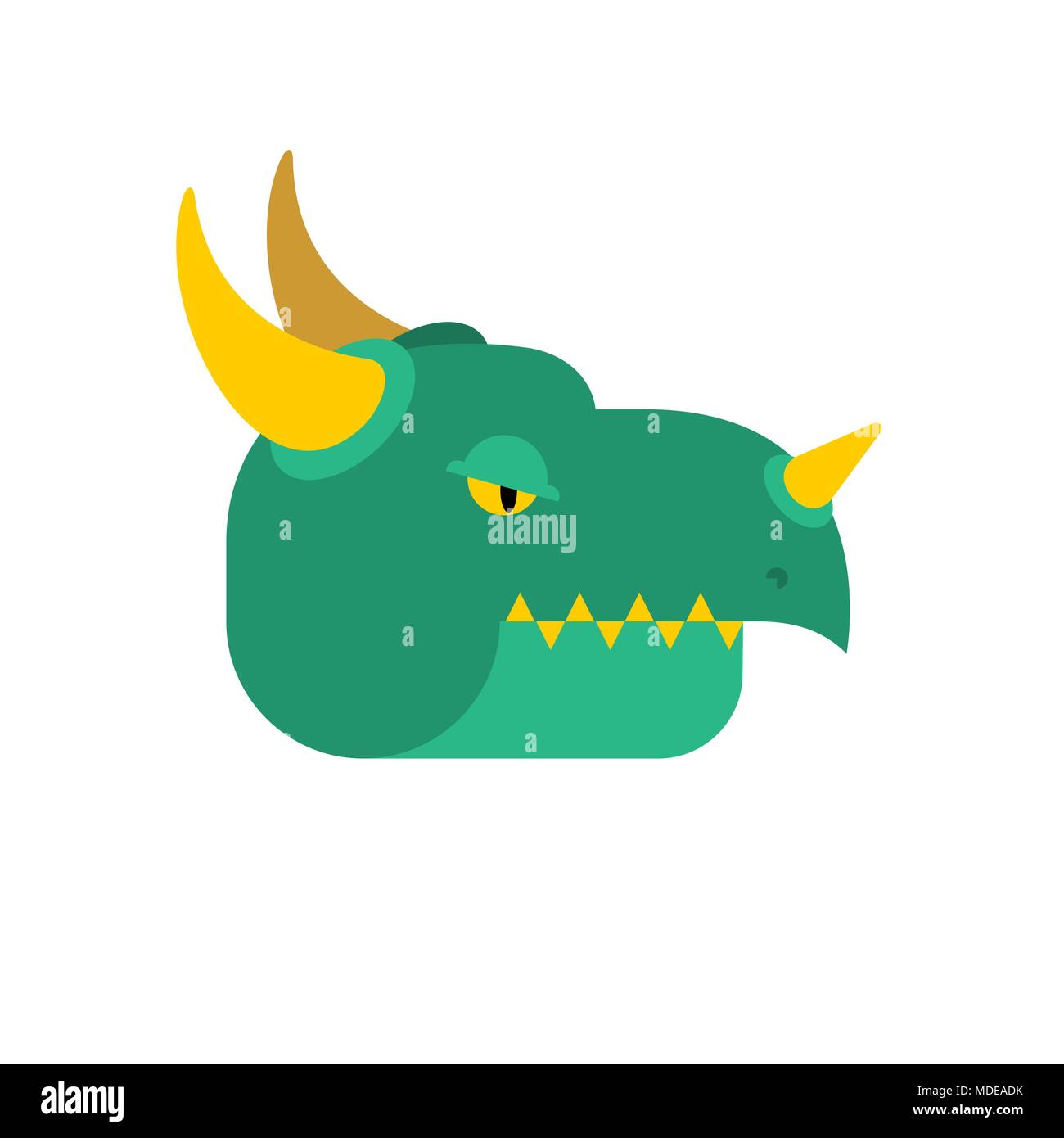 Dragon face green. Mythical Monster with wings. Terrible huge beast ...