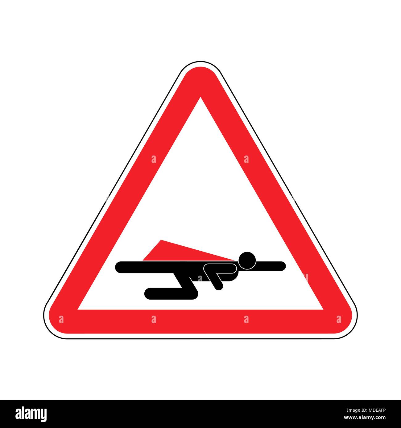 Attention super hero. Danger superhero. Road red sign. Caution of superpower Stock Vector